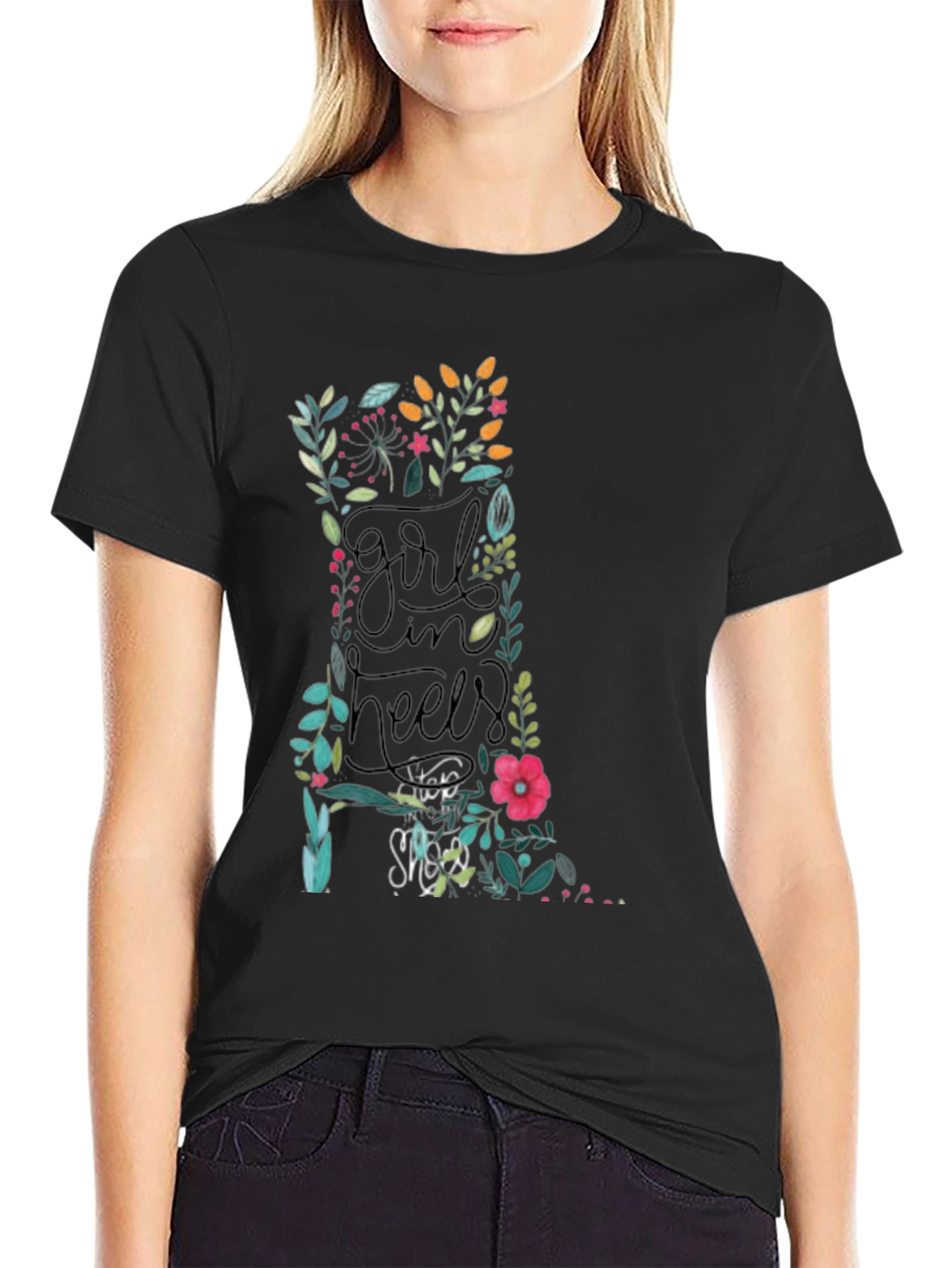 Floral Girl in Heels T-Shirt