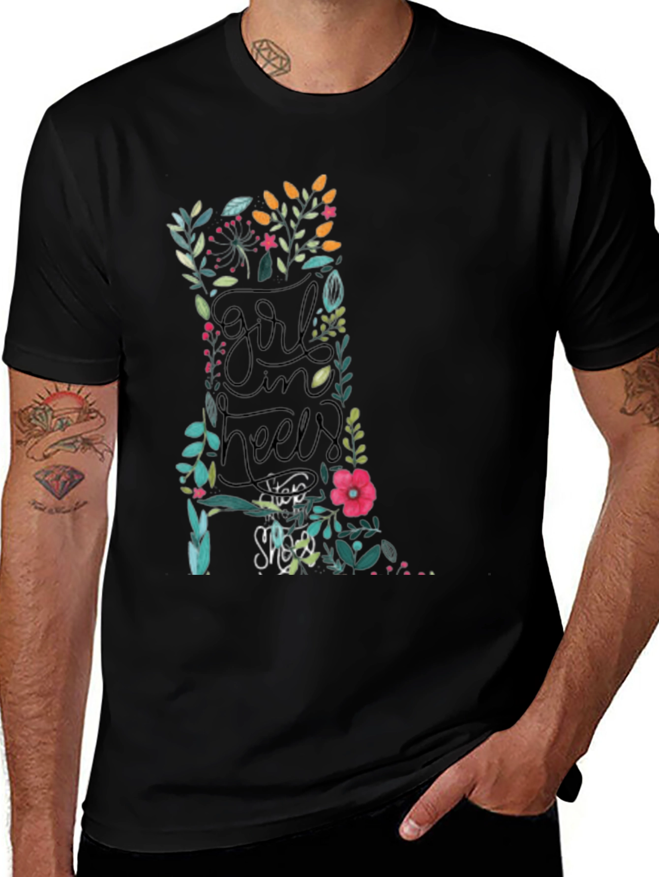 Floral Girl in Heels T-Shirt