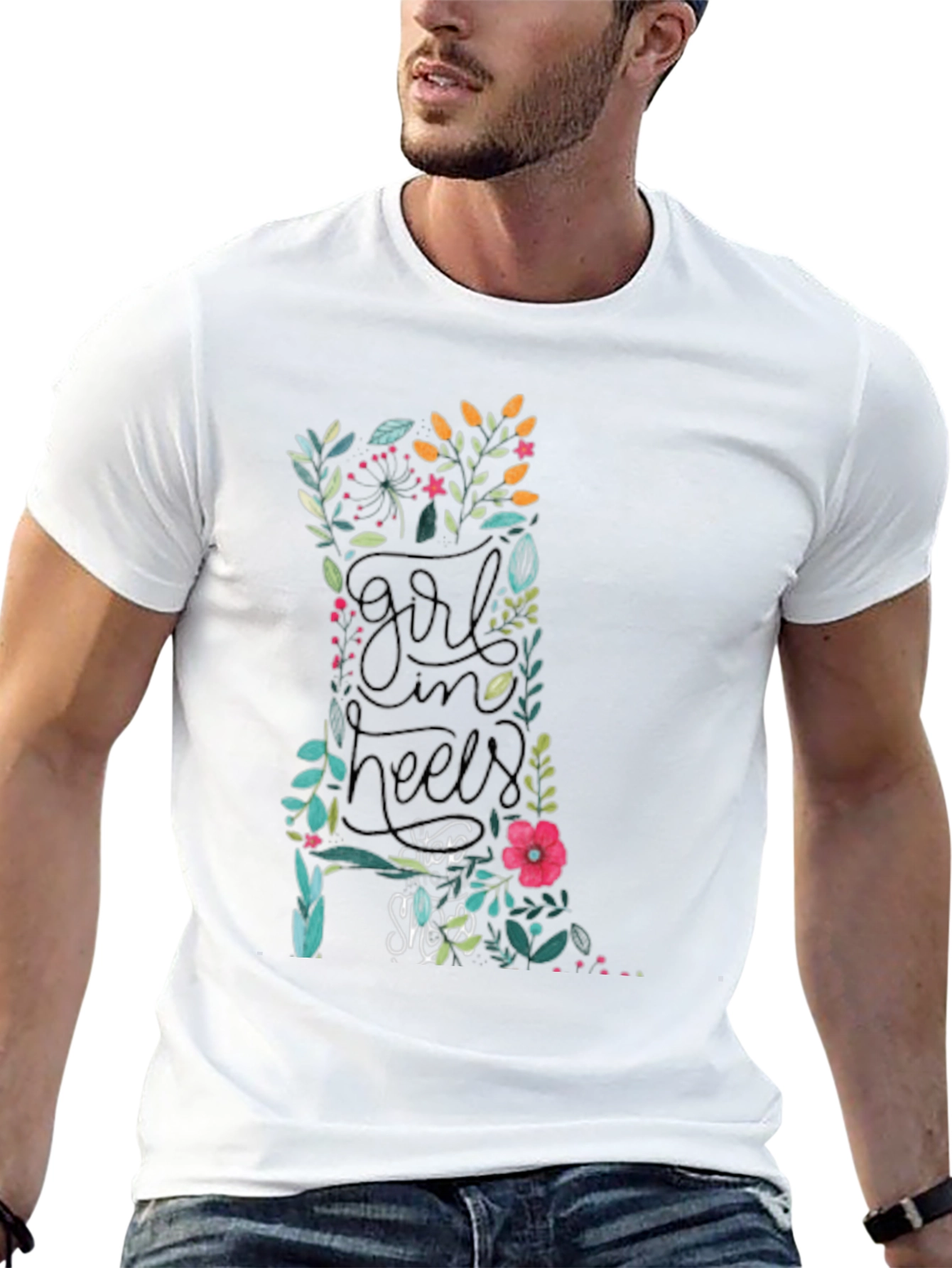 Floral Girl in Heels T-Shirt