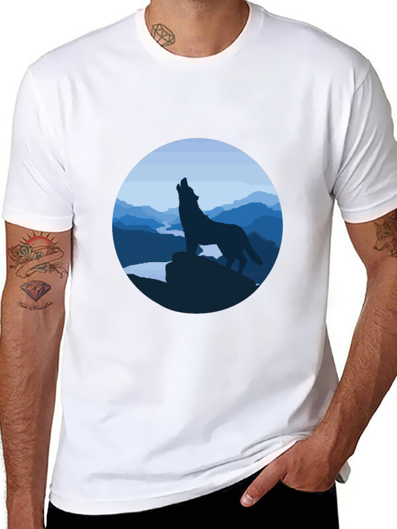 Wolf Howling Graphic Tee - Black