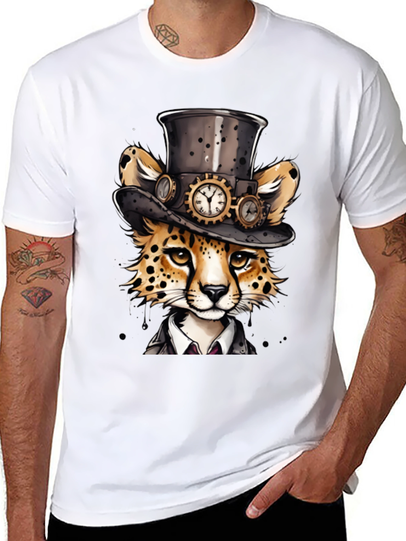 Steampunk Cheetah T-Shirt - Animal Tee