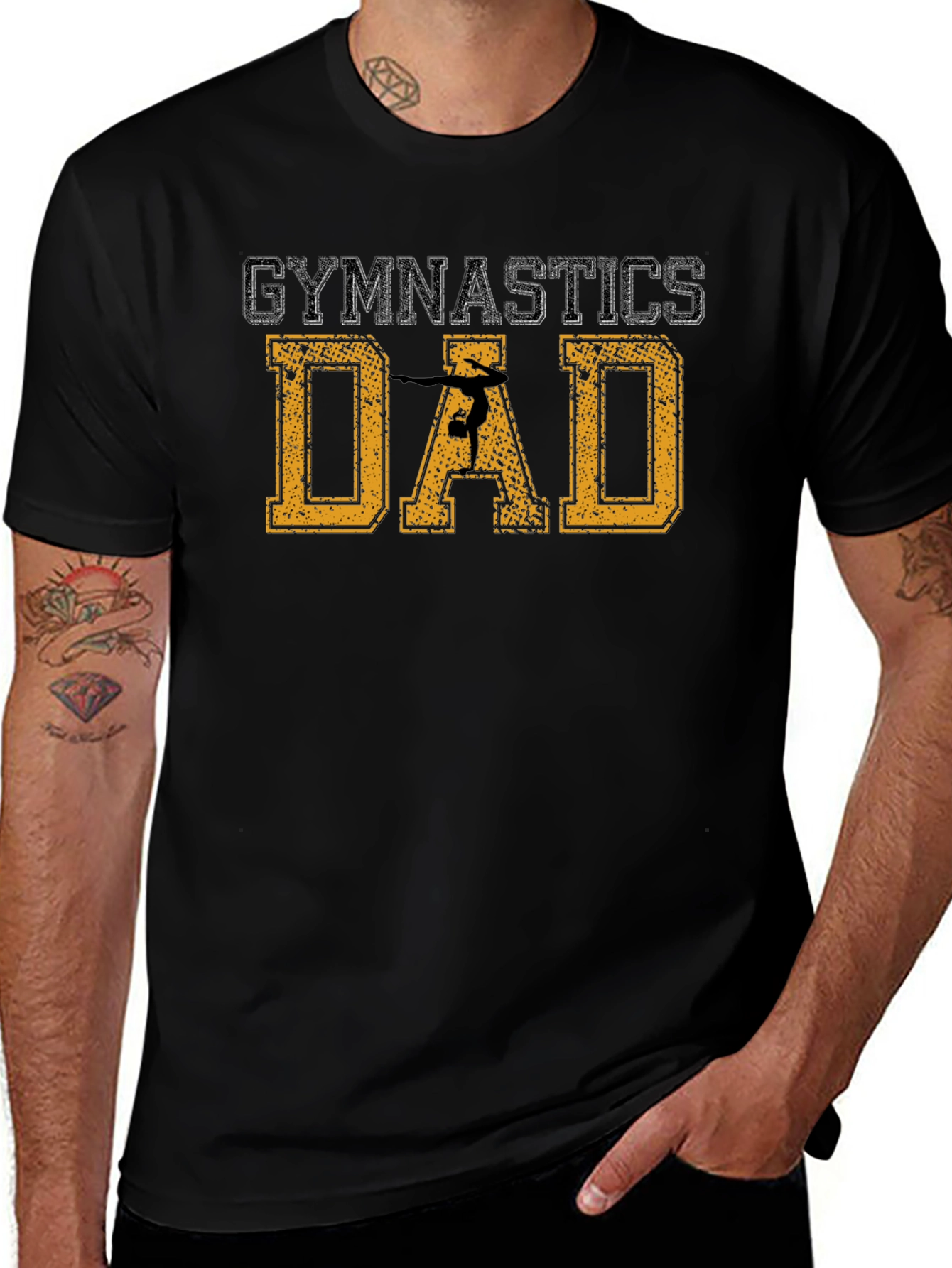 Gymnastics Dad T-Shirt - Black Cotton Tee