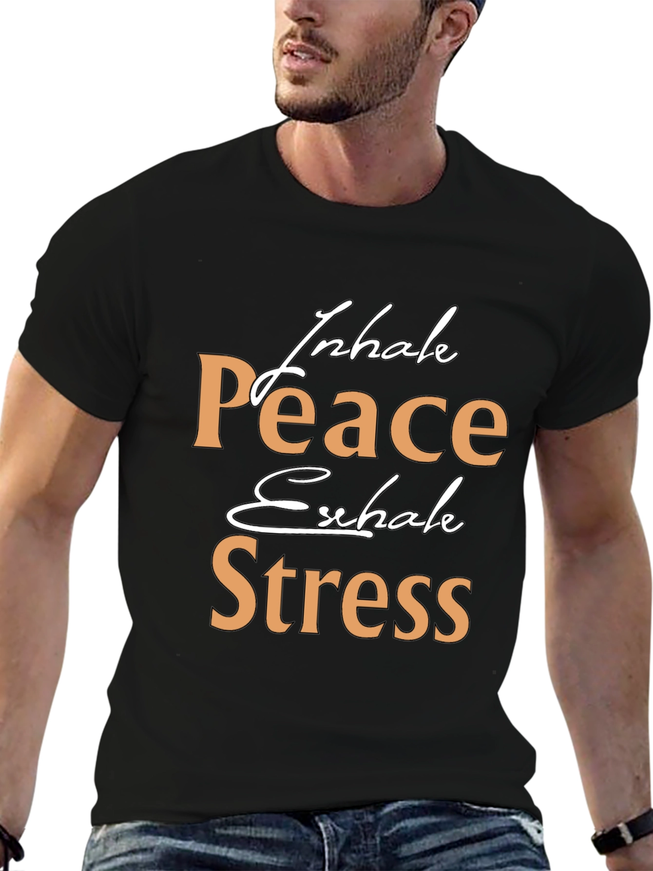 Inhale Peace Exhale Stress Graphic T-Shirt