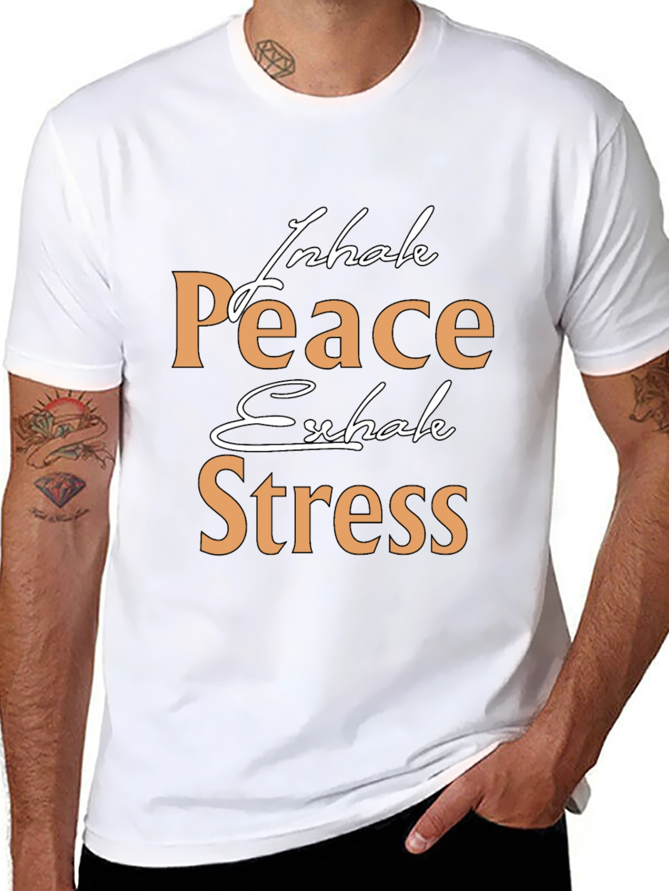 Inhale Peace Exhale Stress Graphic T-Shirt