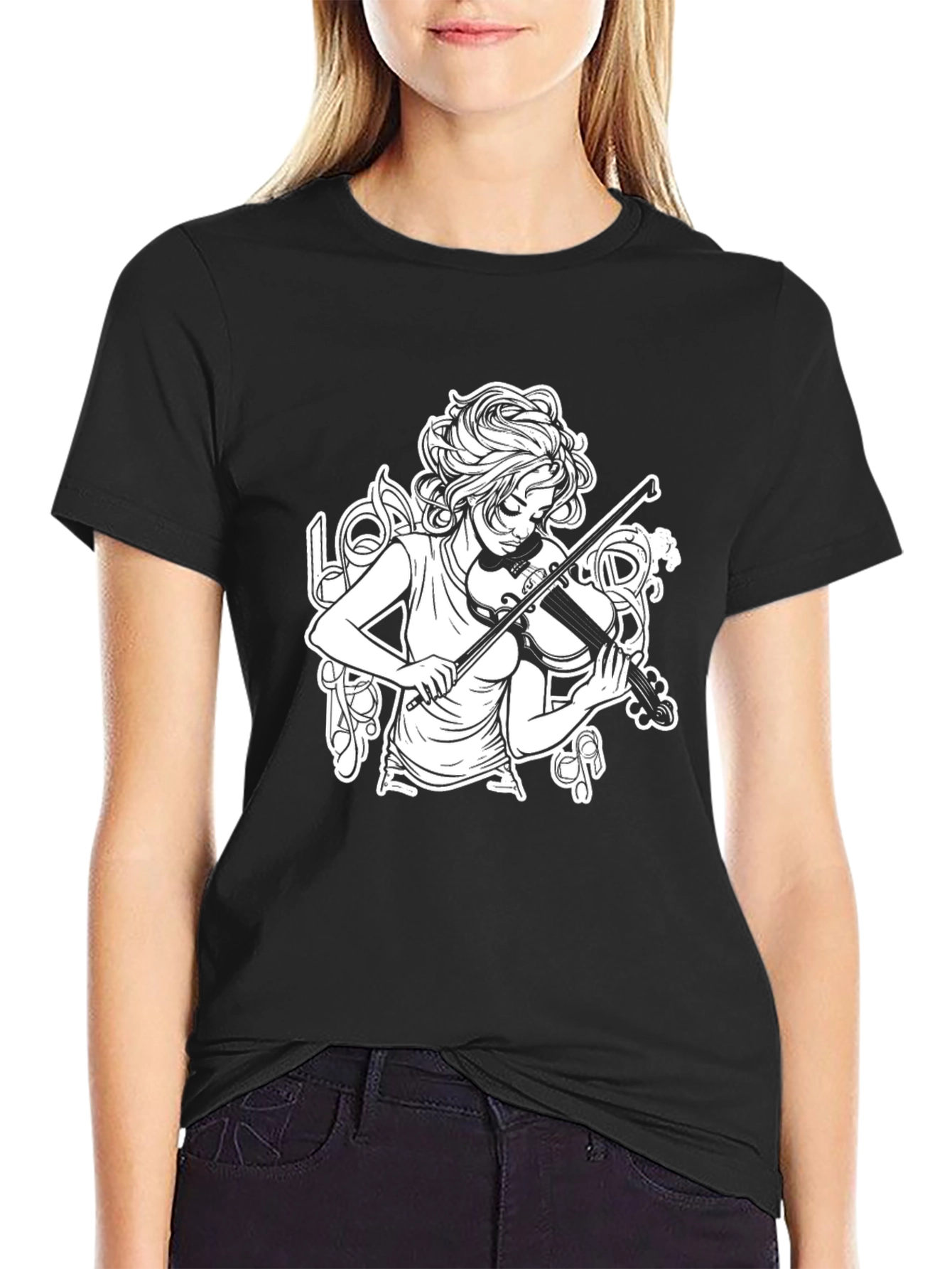 Musician Girl Black T-Shirt