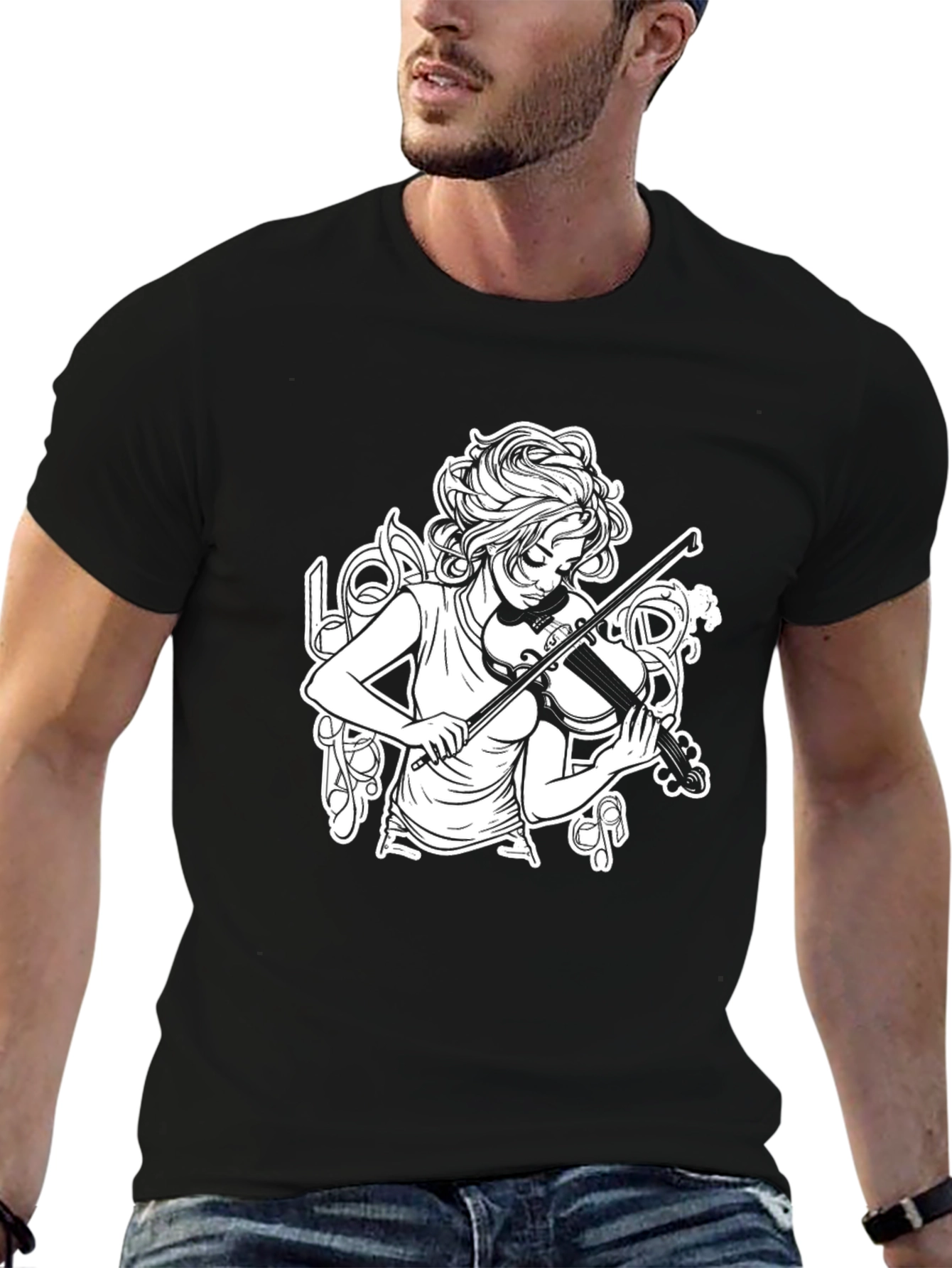 Musician Girl Black T-Shirt
