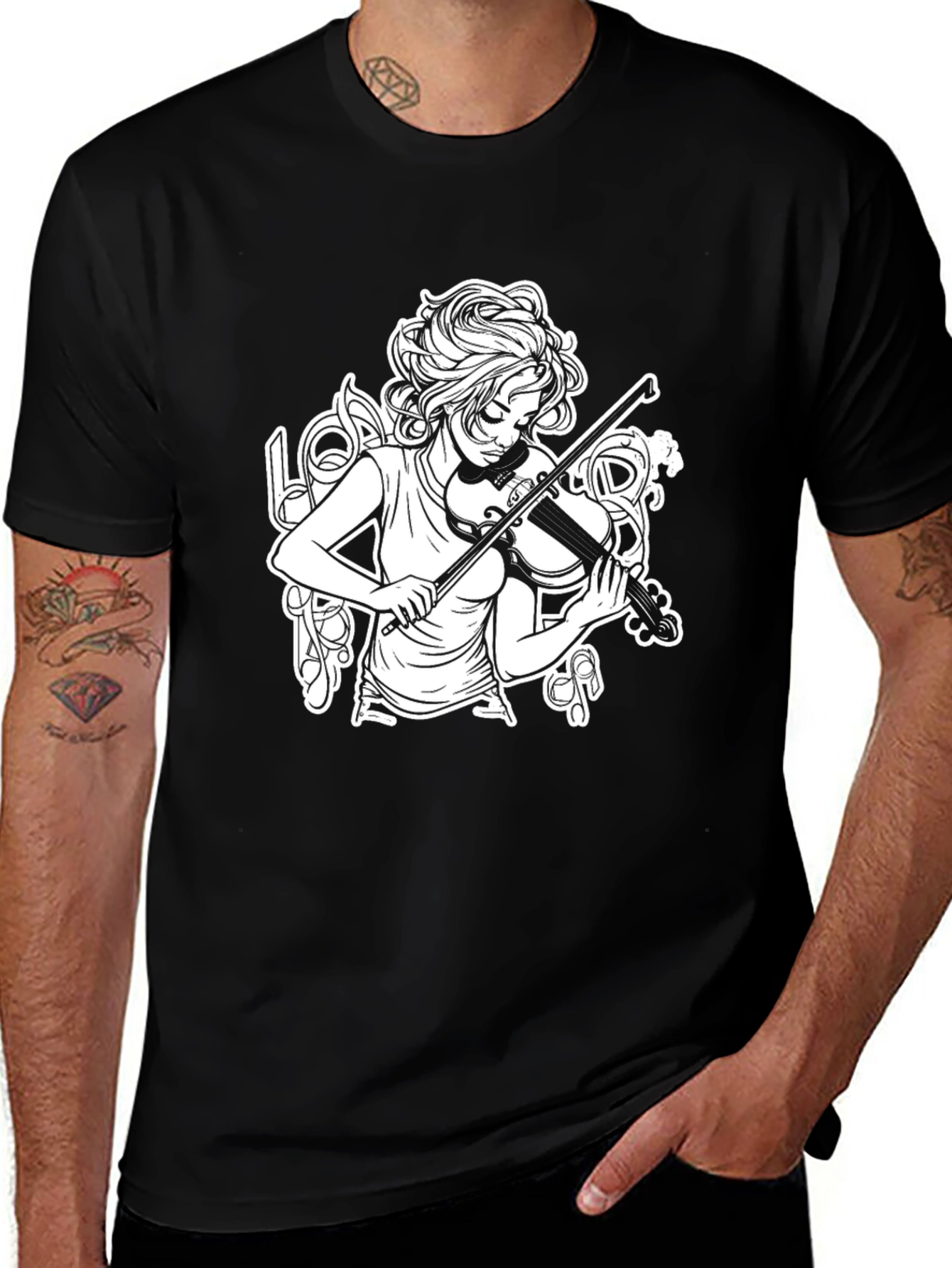 Musician Girl Black T-Shirt