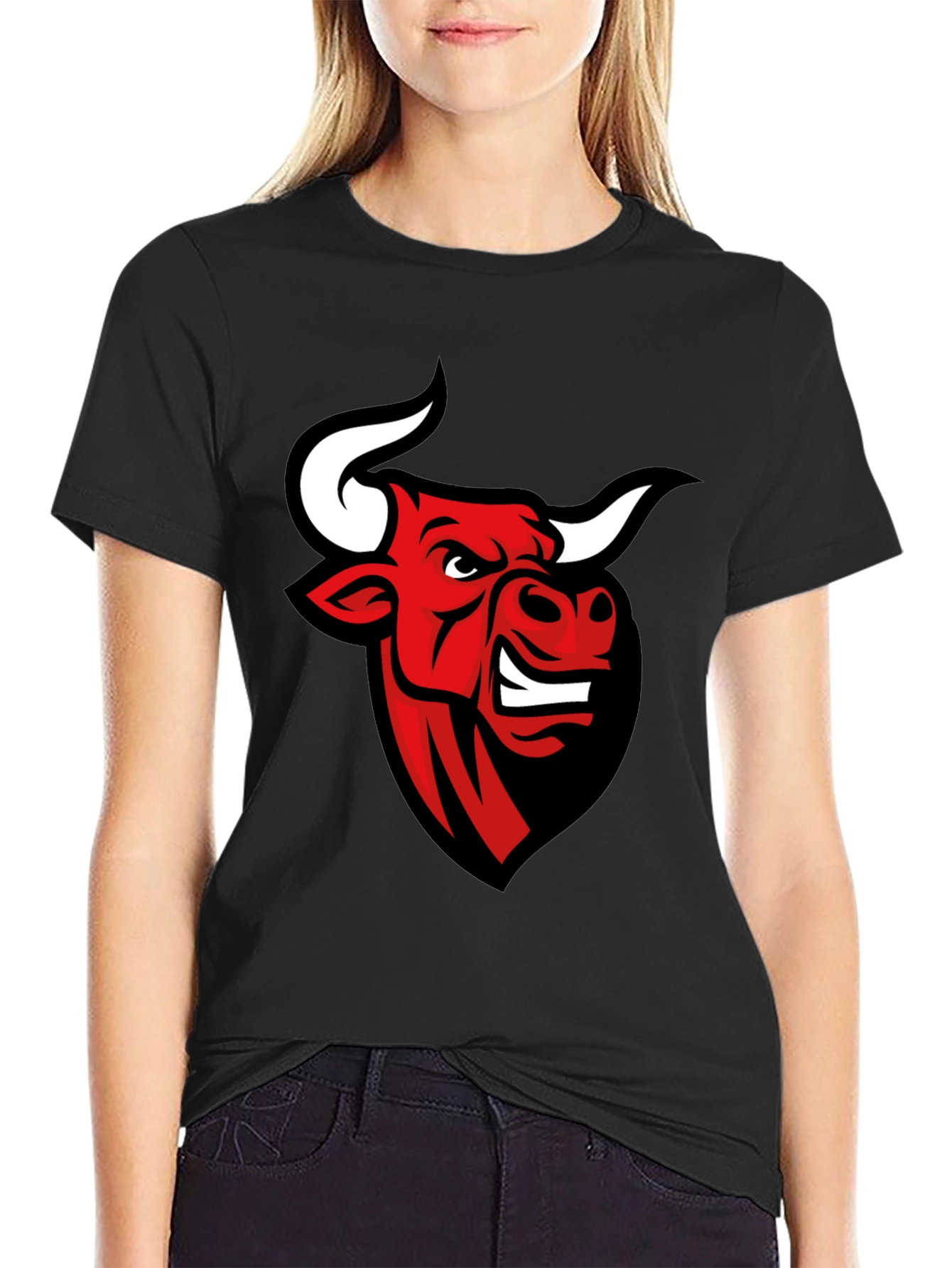 Black T-shirt with Bull Graphic