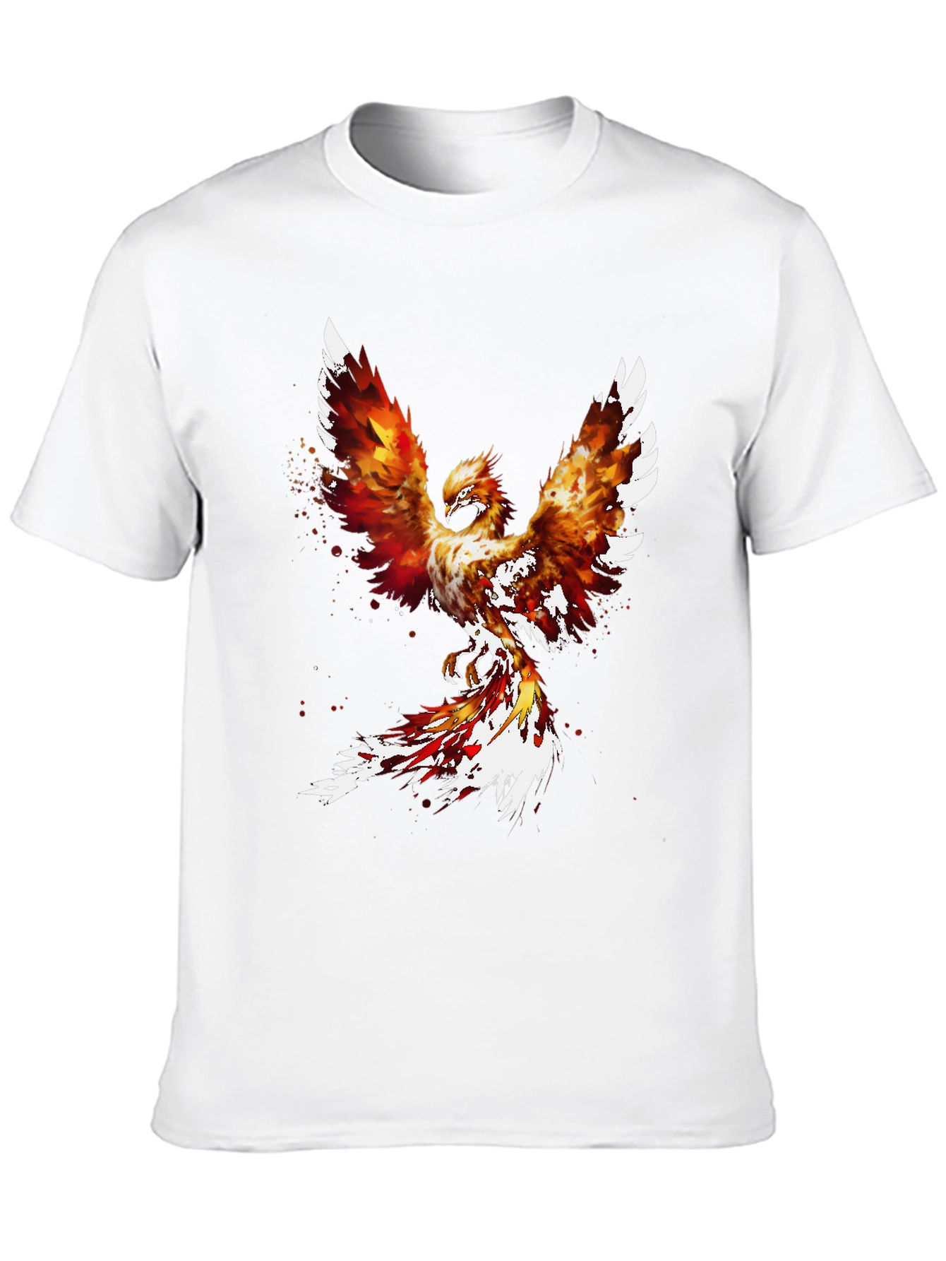 Fiery Phoenix Graphic Tee - Black Cotton Blend