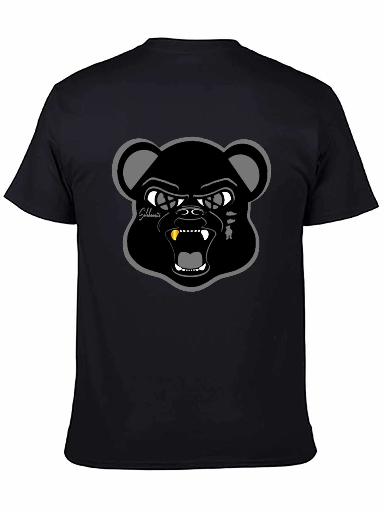 Black T-Shirt with Bold Bear Graphic