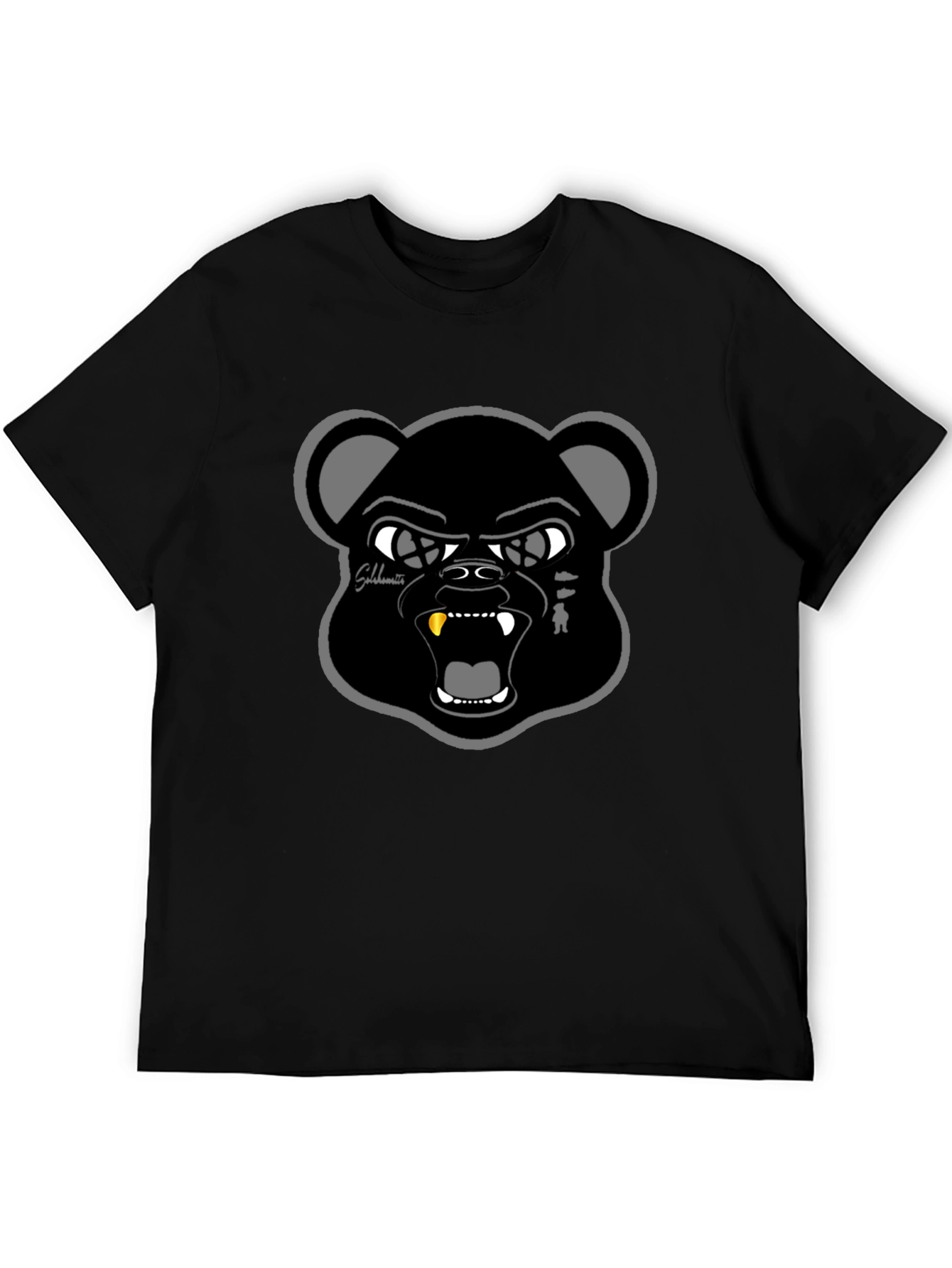 Black T-Shirt with Bold Bear Graphic