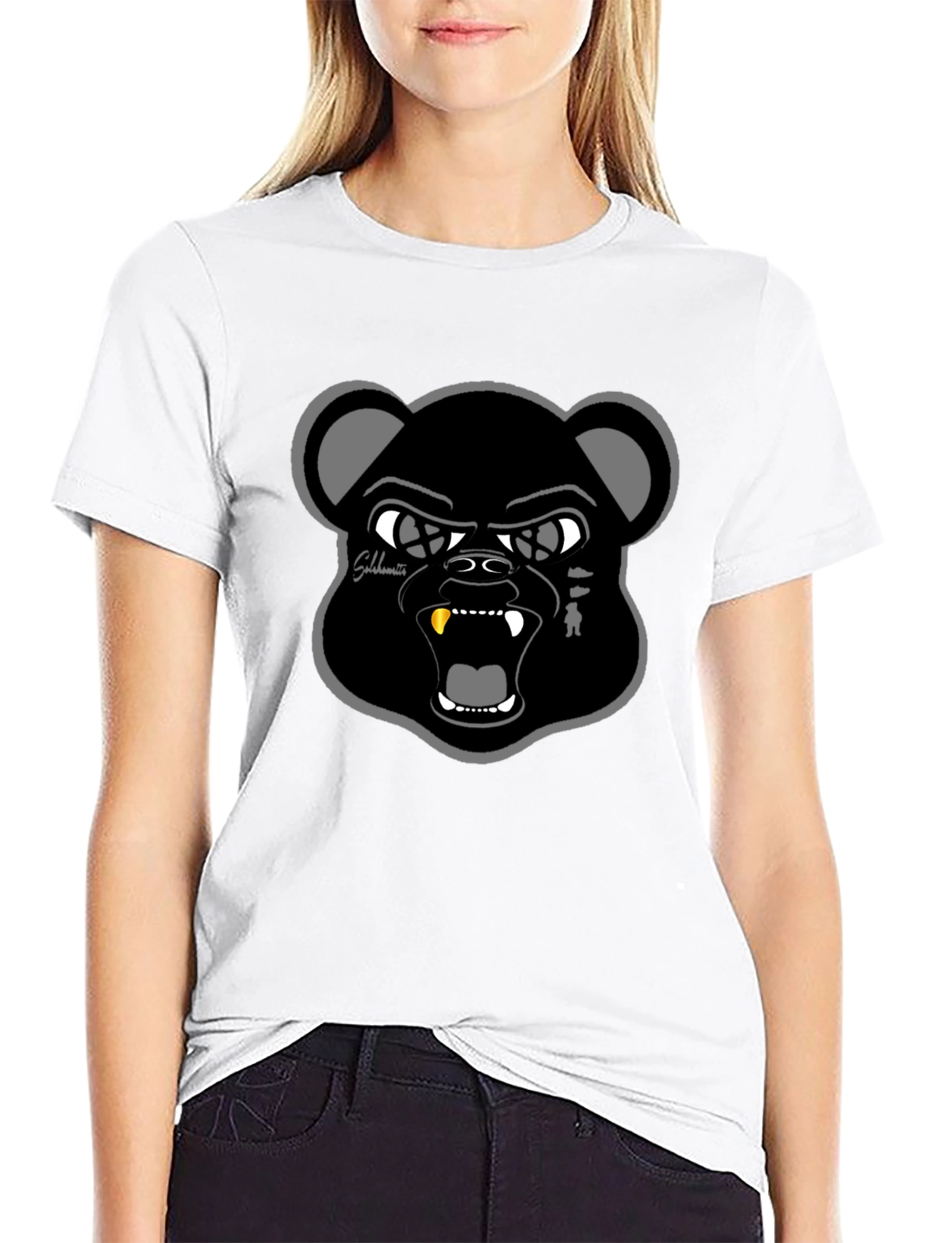 Black T-Shirt with Bold Bear Graphic
