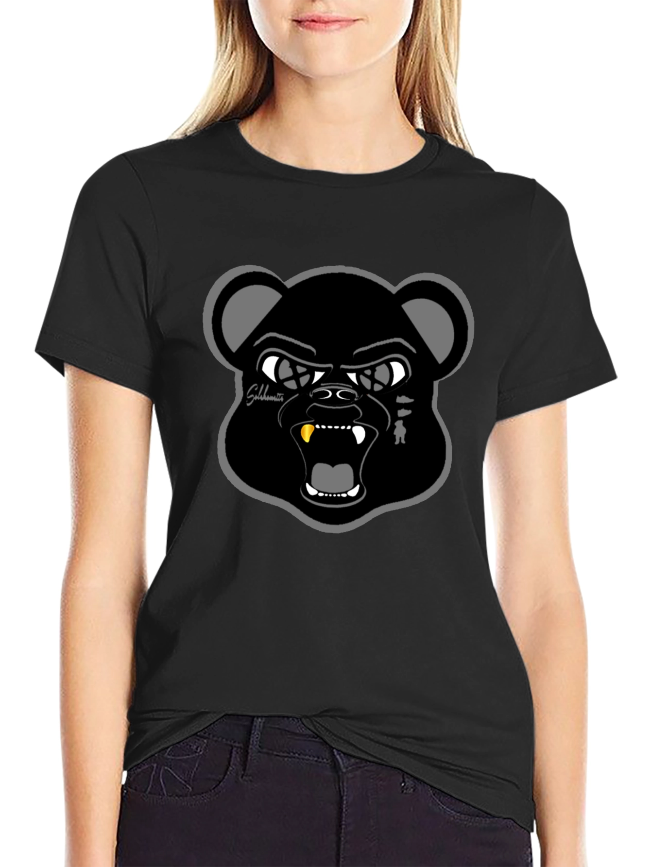 Black T-Shirt with Bold Bear Graphic
