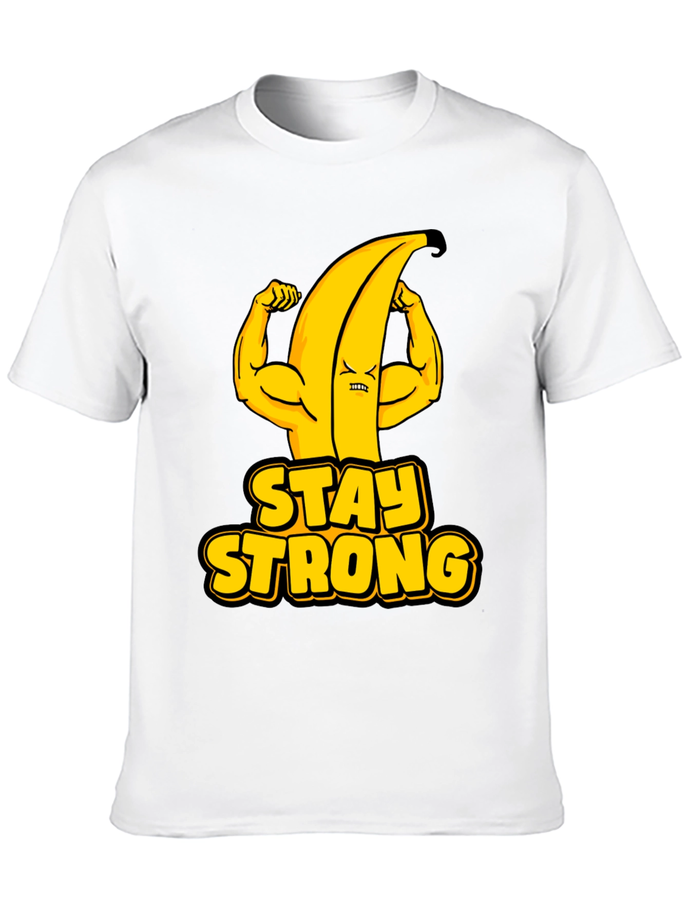 Stay Strong Banana Graphic Tee - Black Cotton T-Shirt