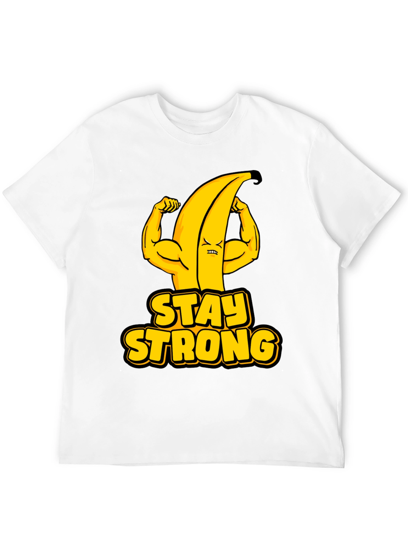 Stay Strong Banana Graphic Tee - Black Cotton T-Shirt
