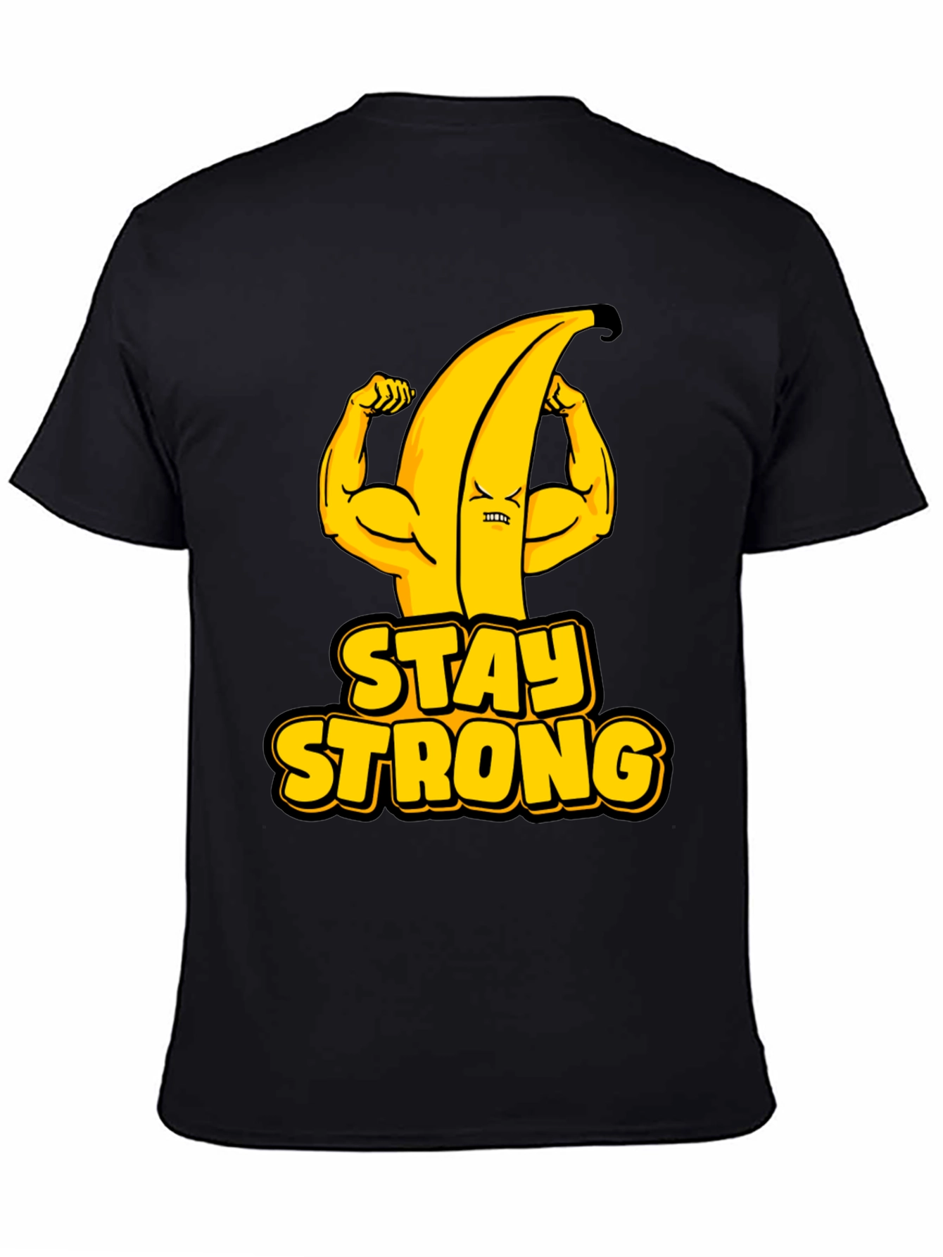 Stay Strong Banana Graphic Tee - Black Cotton T-Shirt