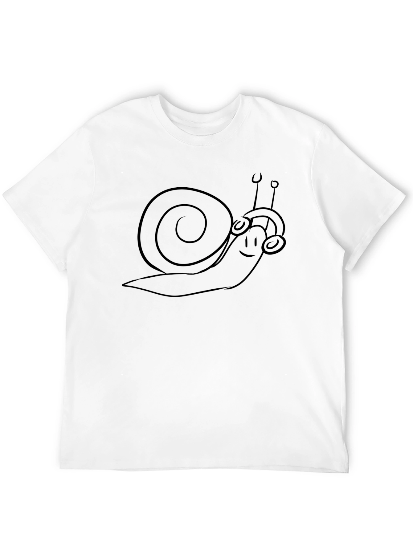 Snail with Headphones Graphic Tee - Black Cotton