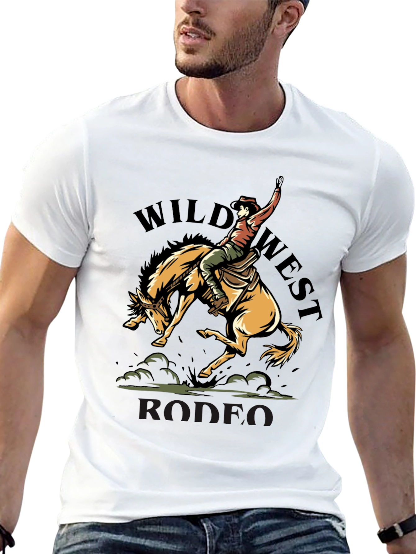 Wild West Rodeo Graphic T-Shirt - Black Cotton Tee