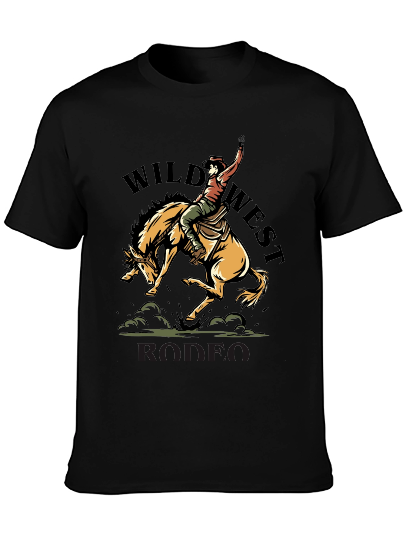 Wild West Rodeo Graphic T-Shirt - Black Cotton Tee