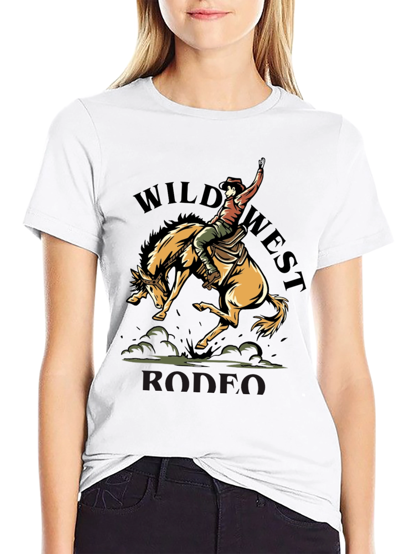 Wild West Rodeo Graphic T-Shirt - Black Cotton Tee