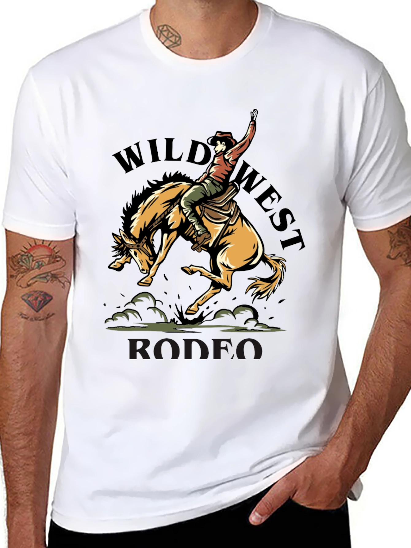 Wild West Rodeo Graphic T-Shirt - Black Cotton Tee
