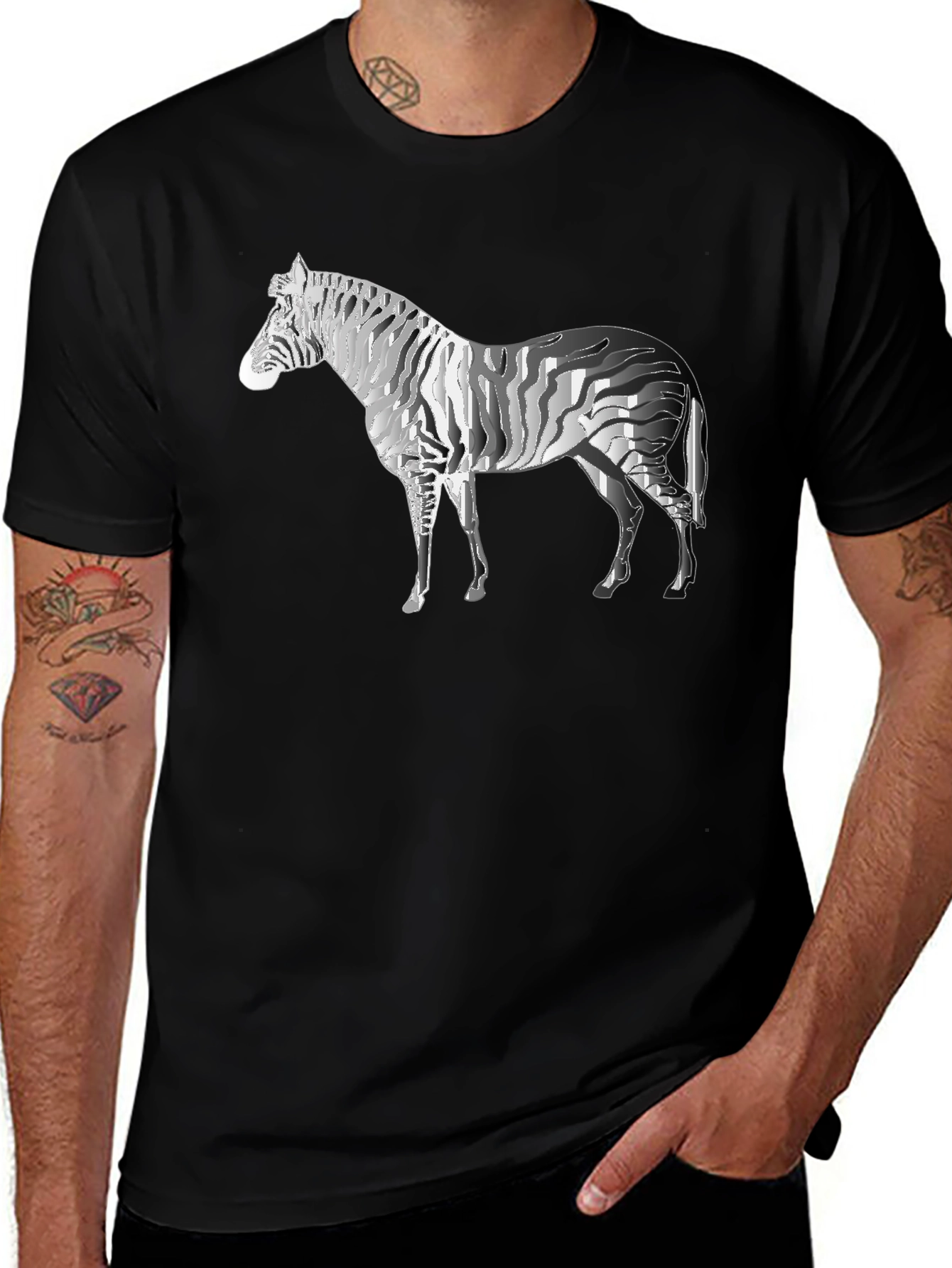 Zebra Graphic Tee - Stylish Mens Black T-Shirt