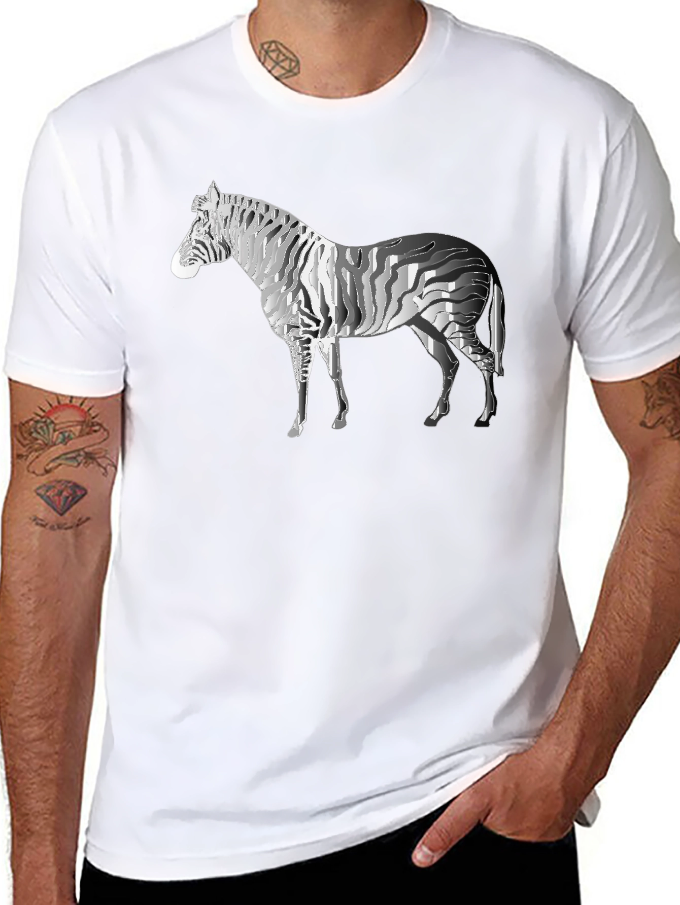 Zebra Graphic Tee - Stylish Mens Black T-Shirt