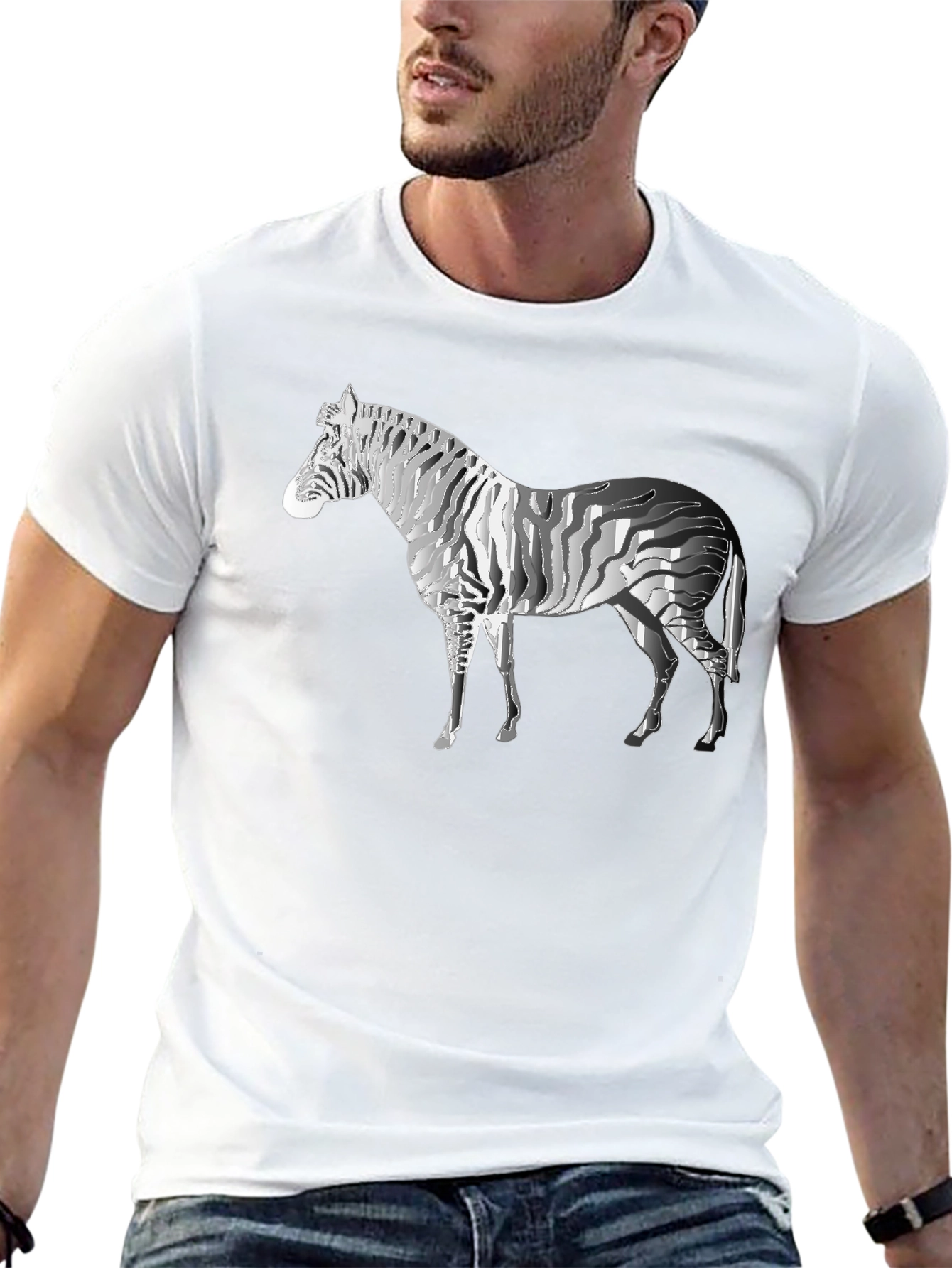 Zebra Graphic Tee - Stylish Mens Black T-Shirt