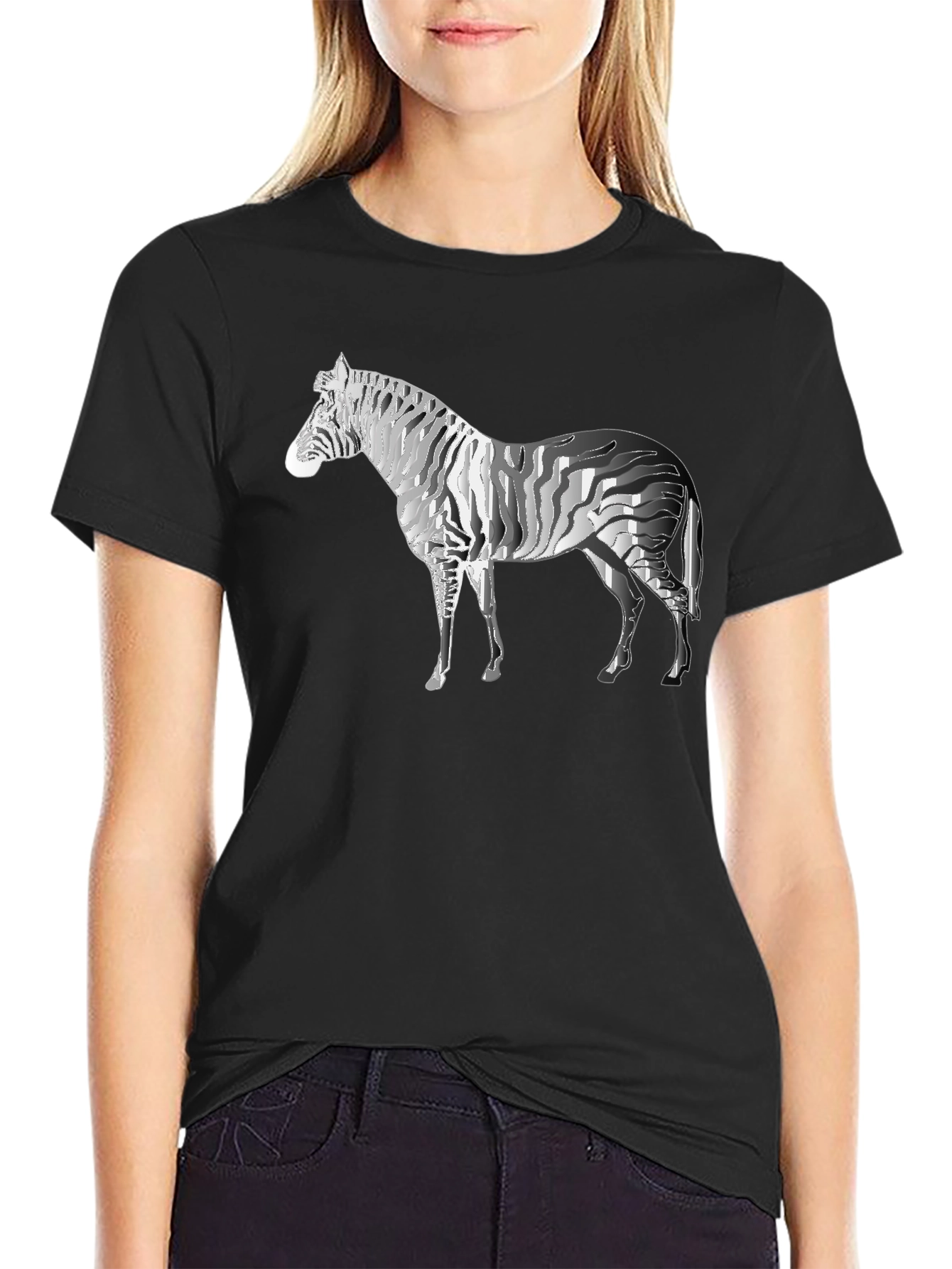 Zebra Graphic Tee - Stylish Mens Black T-Shirt