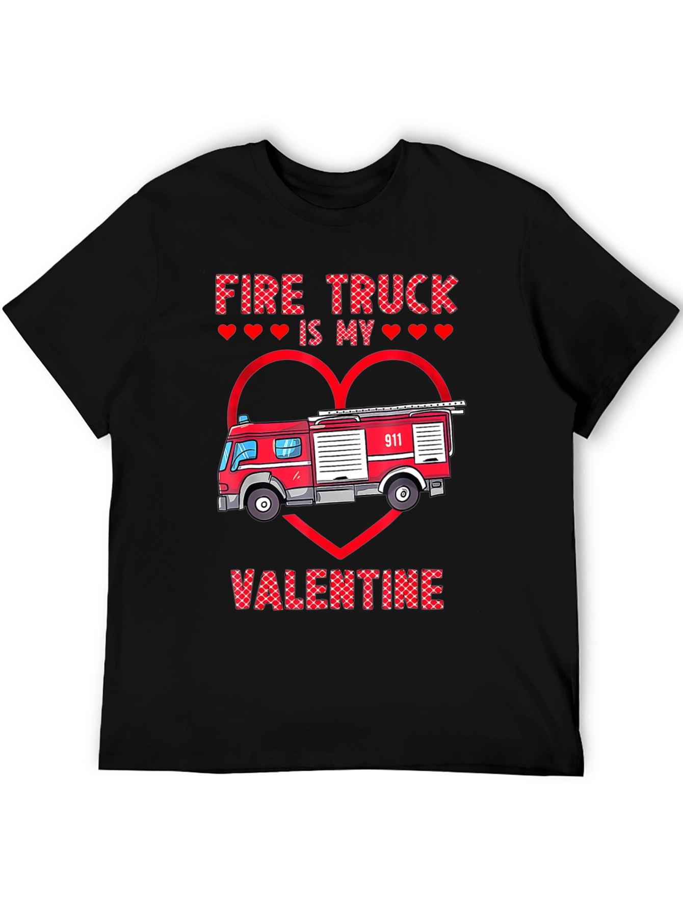 Fire Truck Valentines Day Graphic Tee