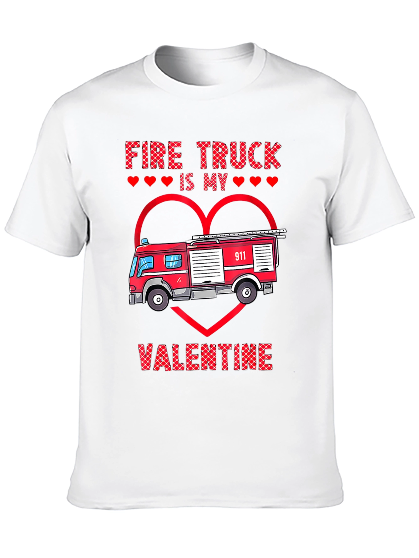 Fire Truck Valentines Day Graphic Tee
