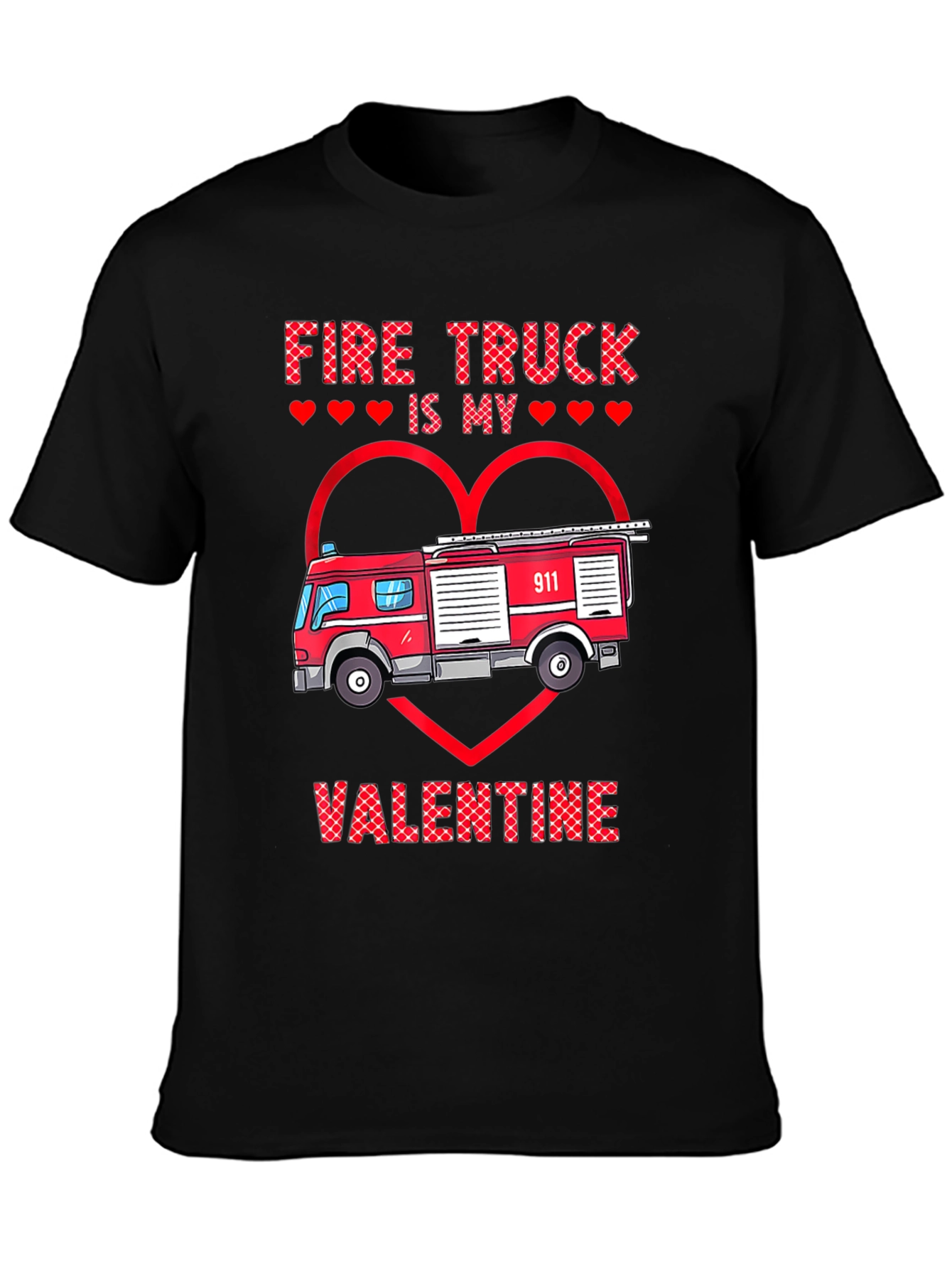 Fire Truck Valentines Day Graphic Tee