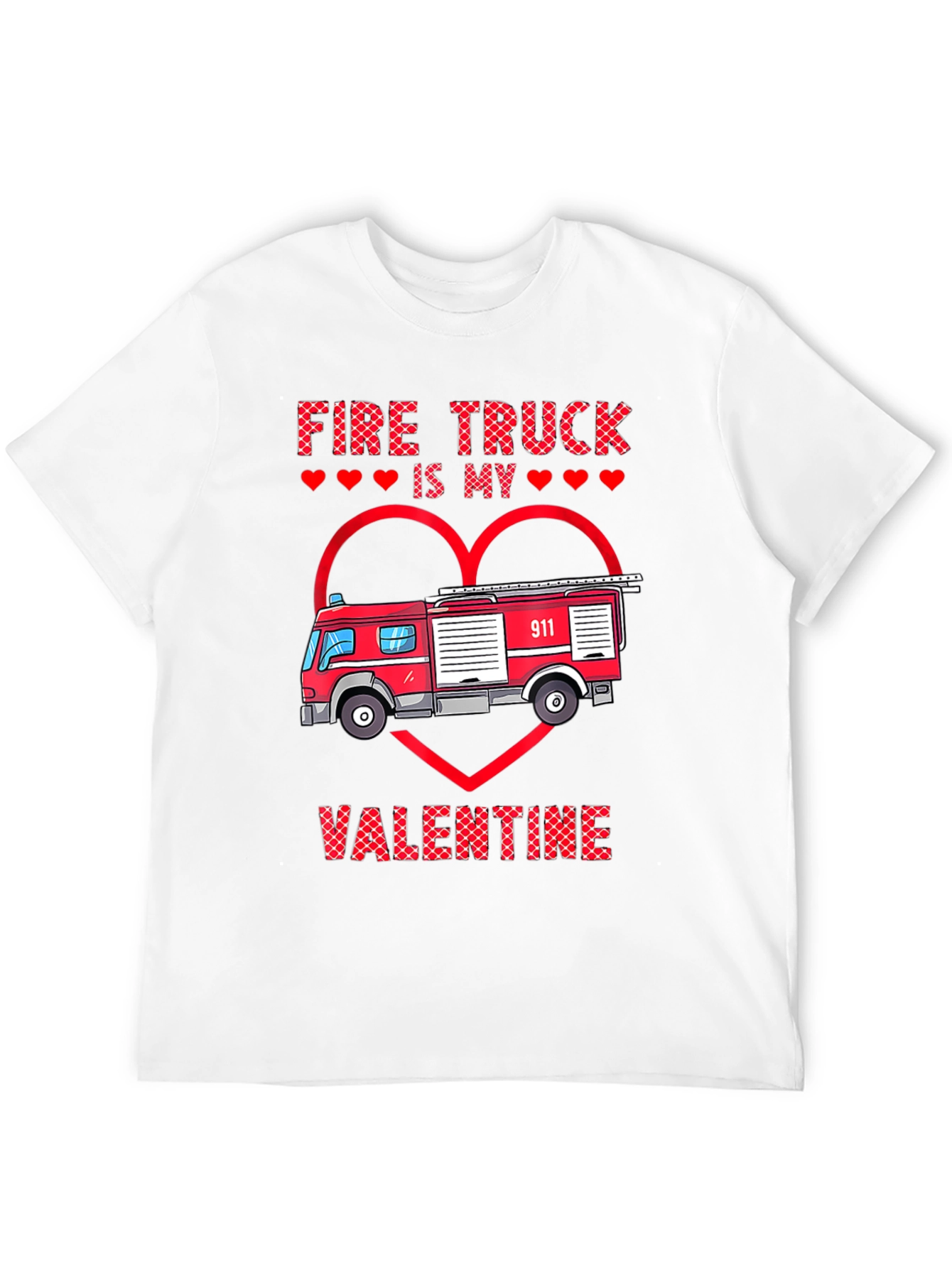 Fire Truck Valentines Day Graphic Tee