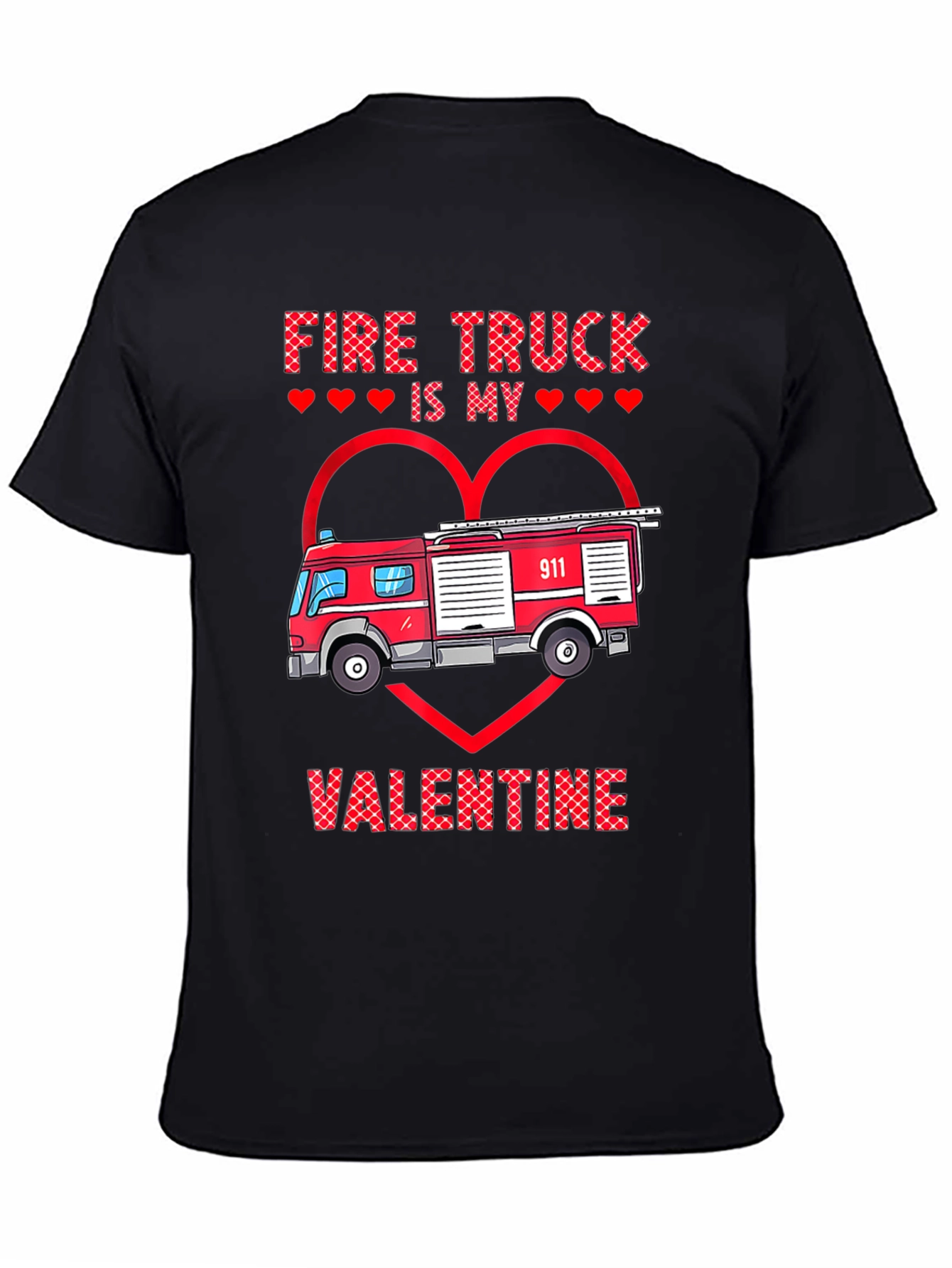 Fire Truck Valentines Day Graphic Tee