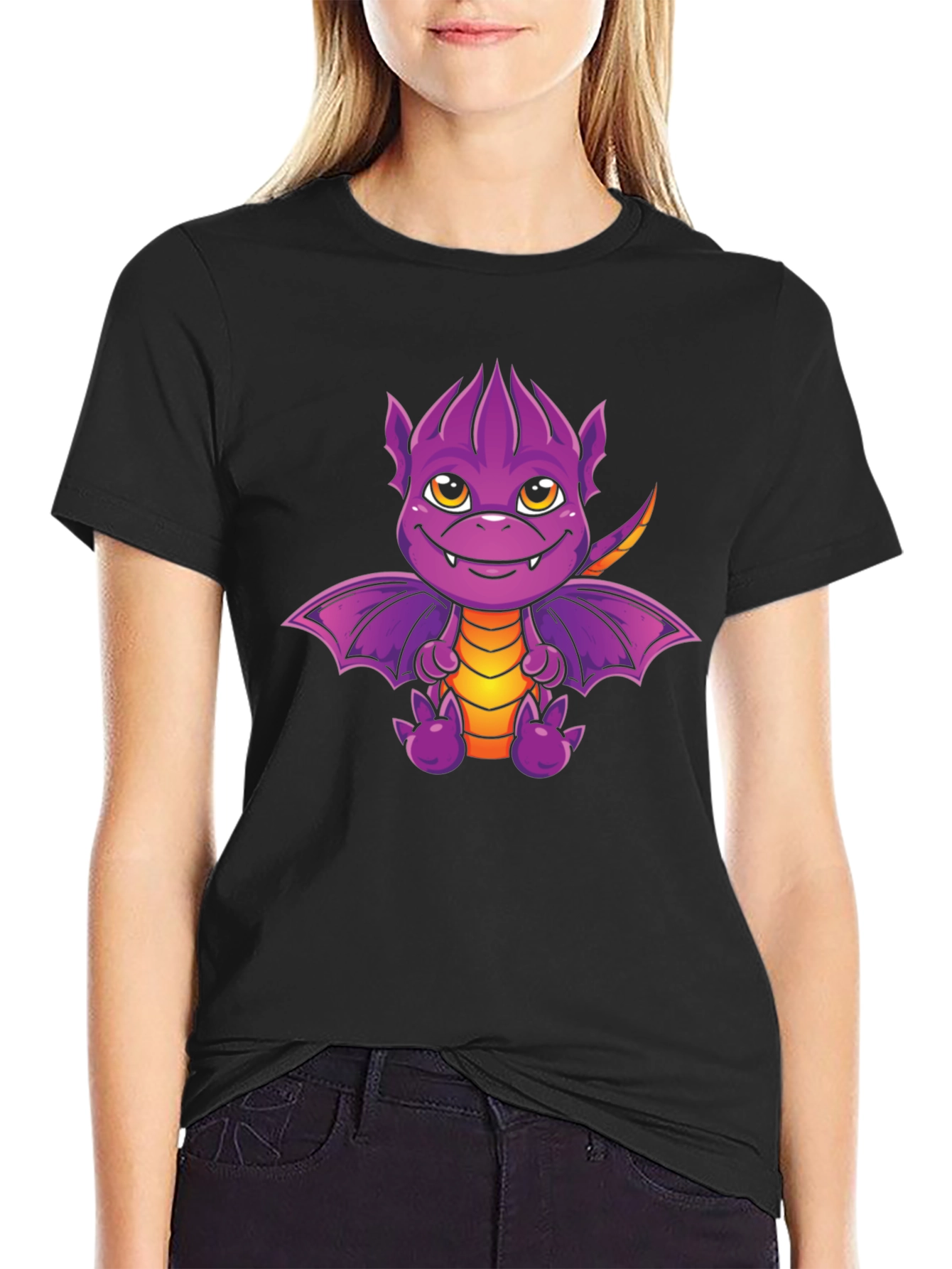 Purple Dragon Graphic Tee - Cute Cartoon Design