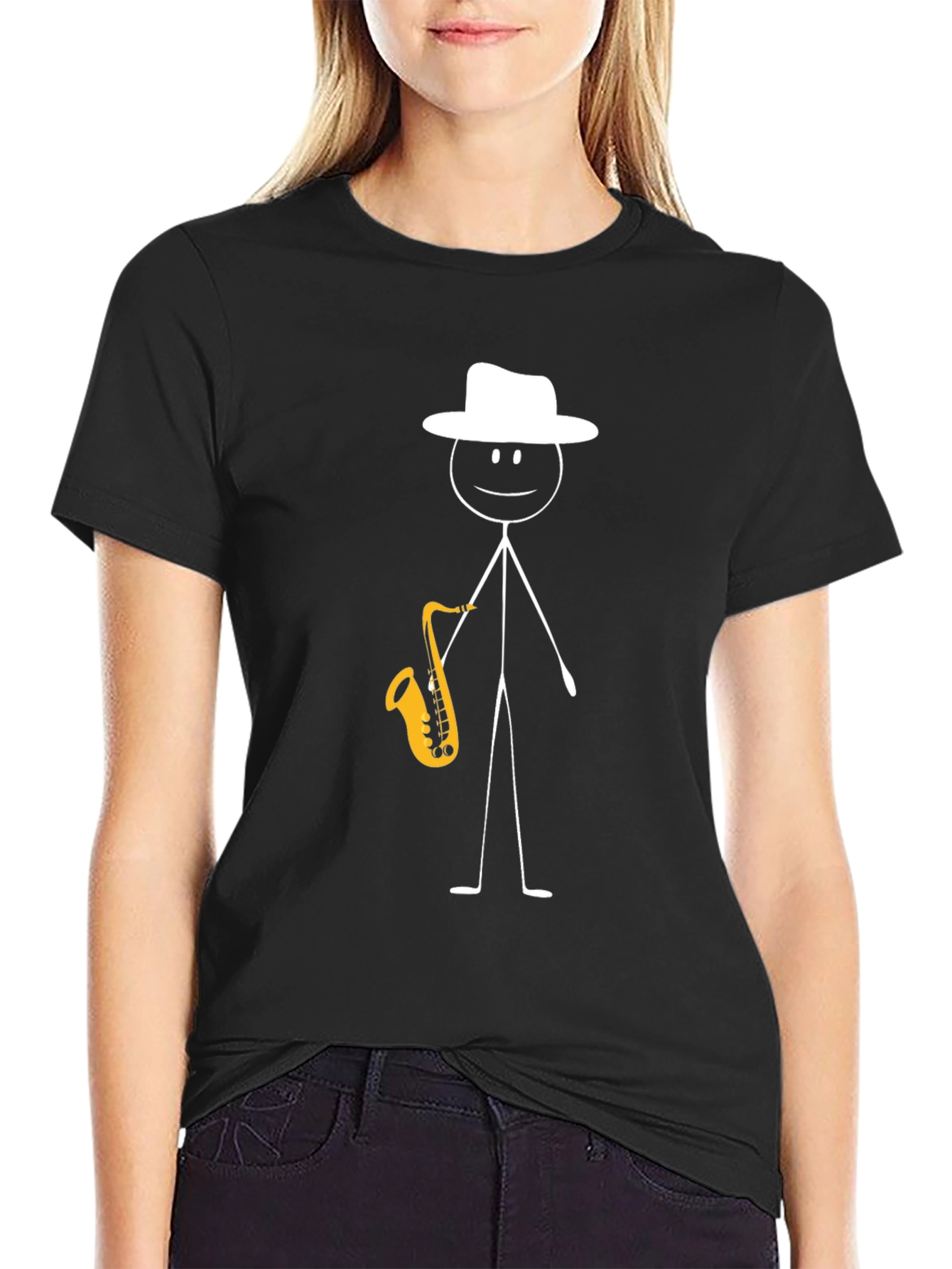 Jazz Man Graphic Tee - Black Cotton T-Shirt