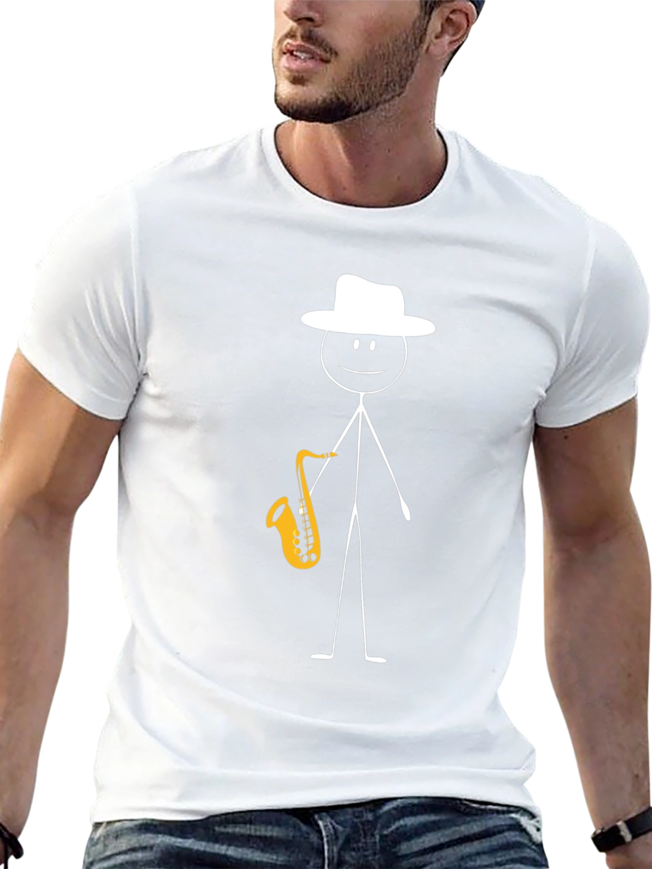 Jazz Man Graphic Tee - Black Cotton T-Shirt