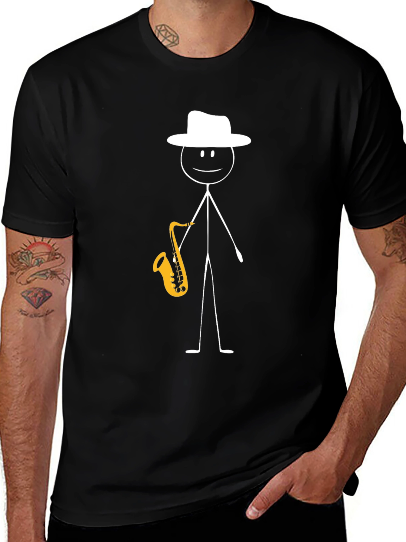 Jazz Man Graphic Tee - Black Cotton T-Shirt