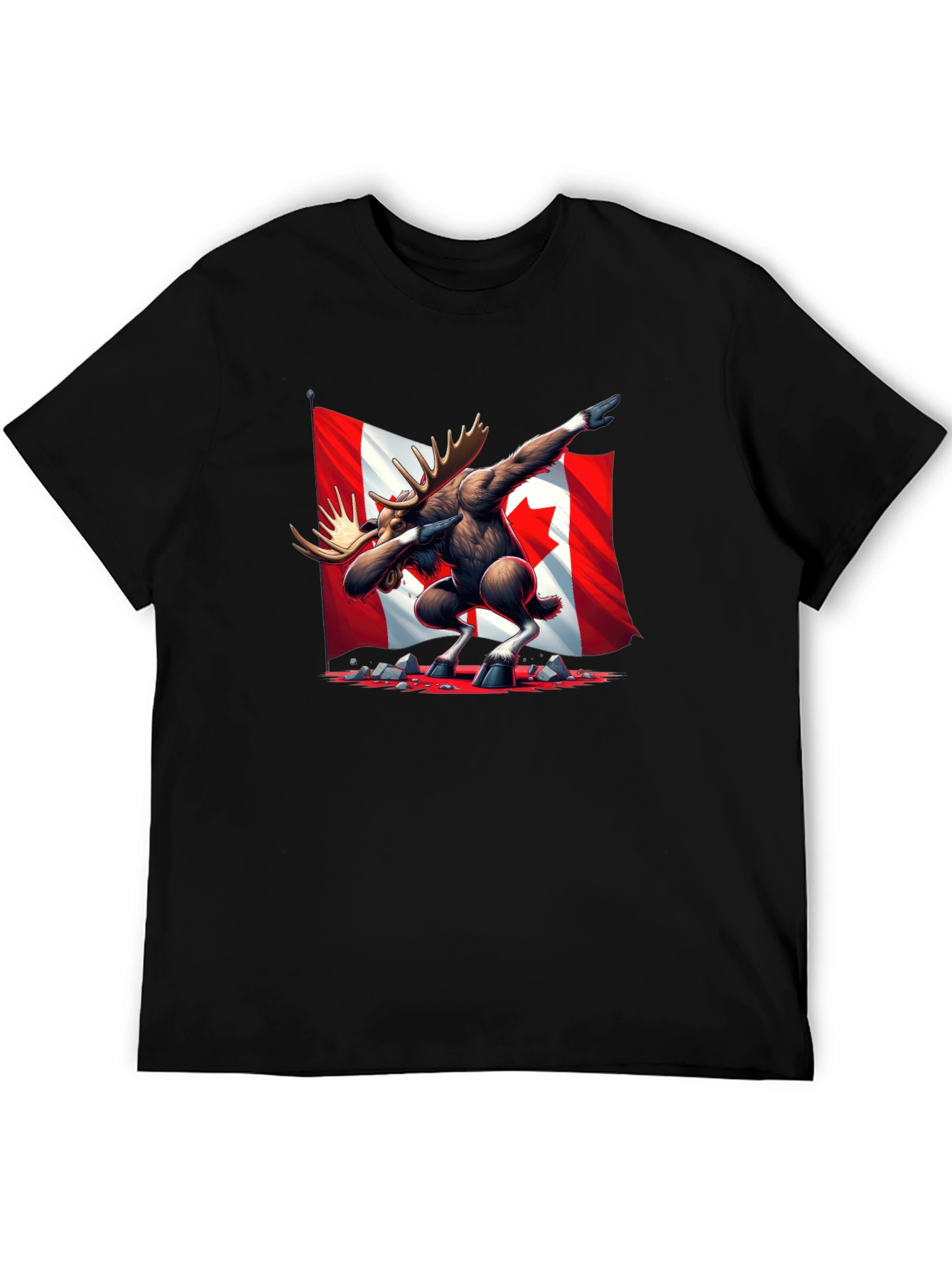 Dabbing Moose Canada Flag T-Shirt