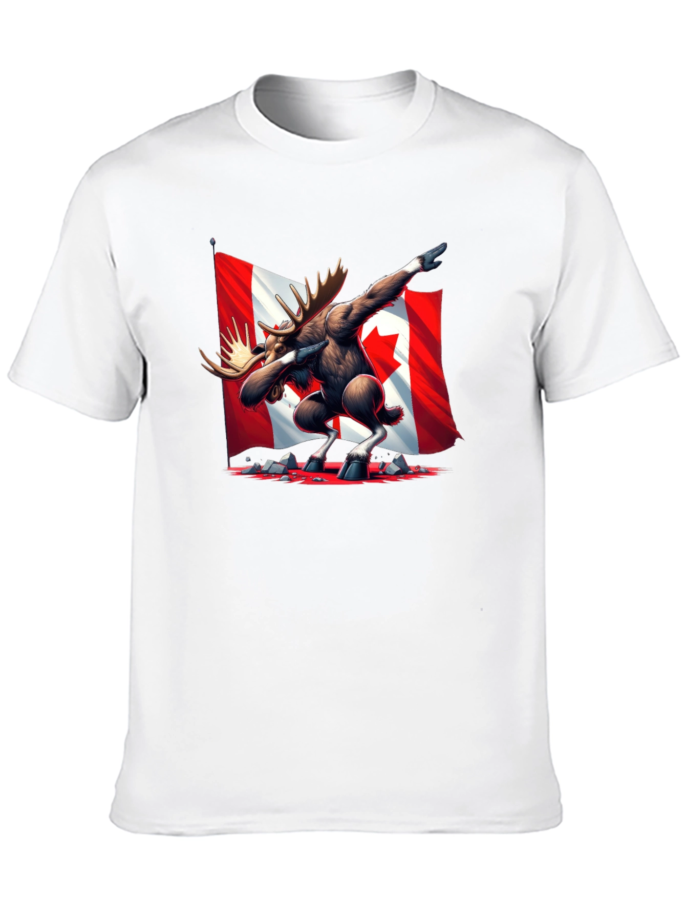 Dabbing Moose Canada Flag T-Shirt
