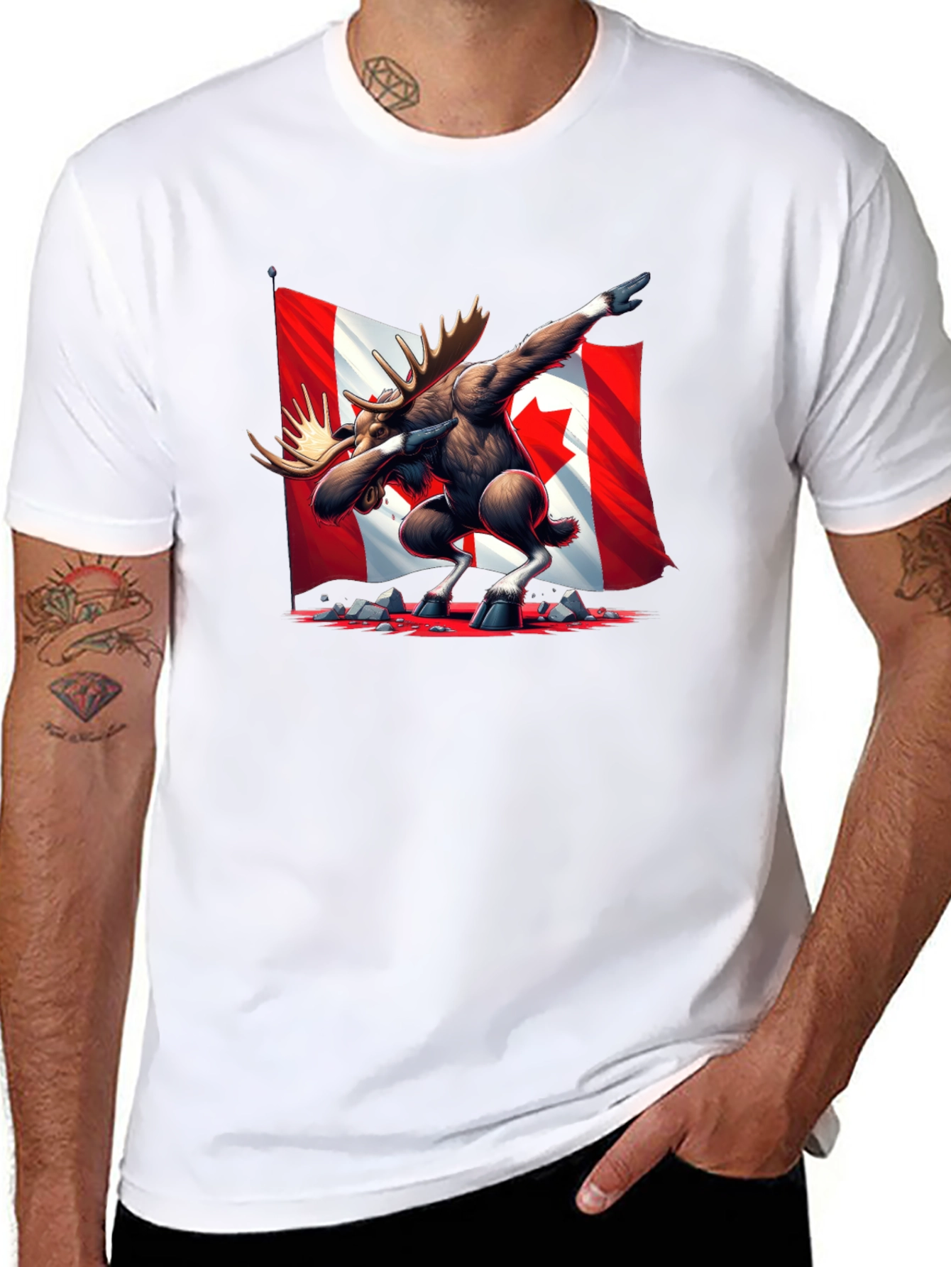 Dabbing Moose Canada Flag T-Shirt