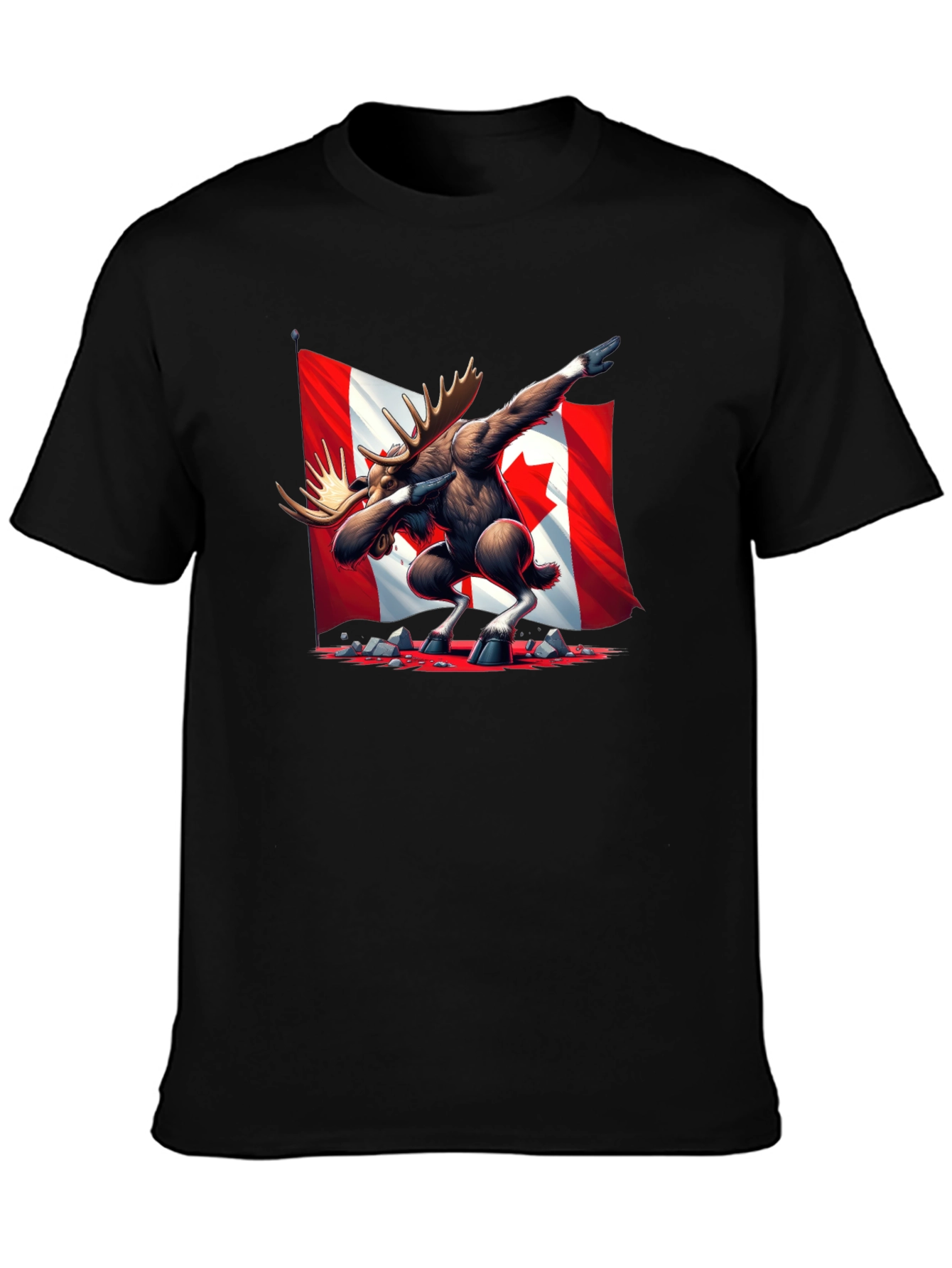 Dabbing Moose Canada Flag T-Shirt