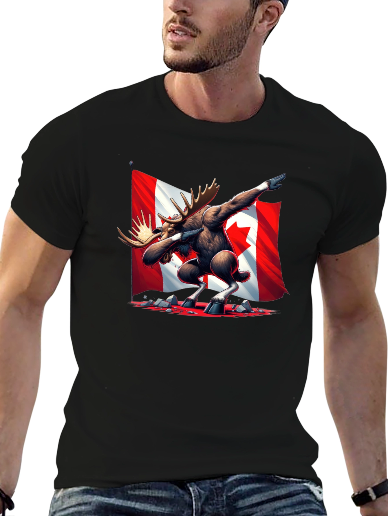 Dabbing Moose Canada Flag T-Shirt