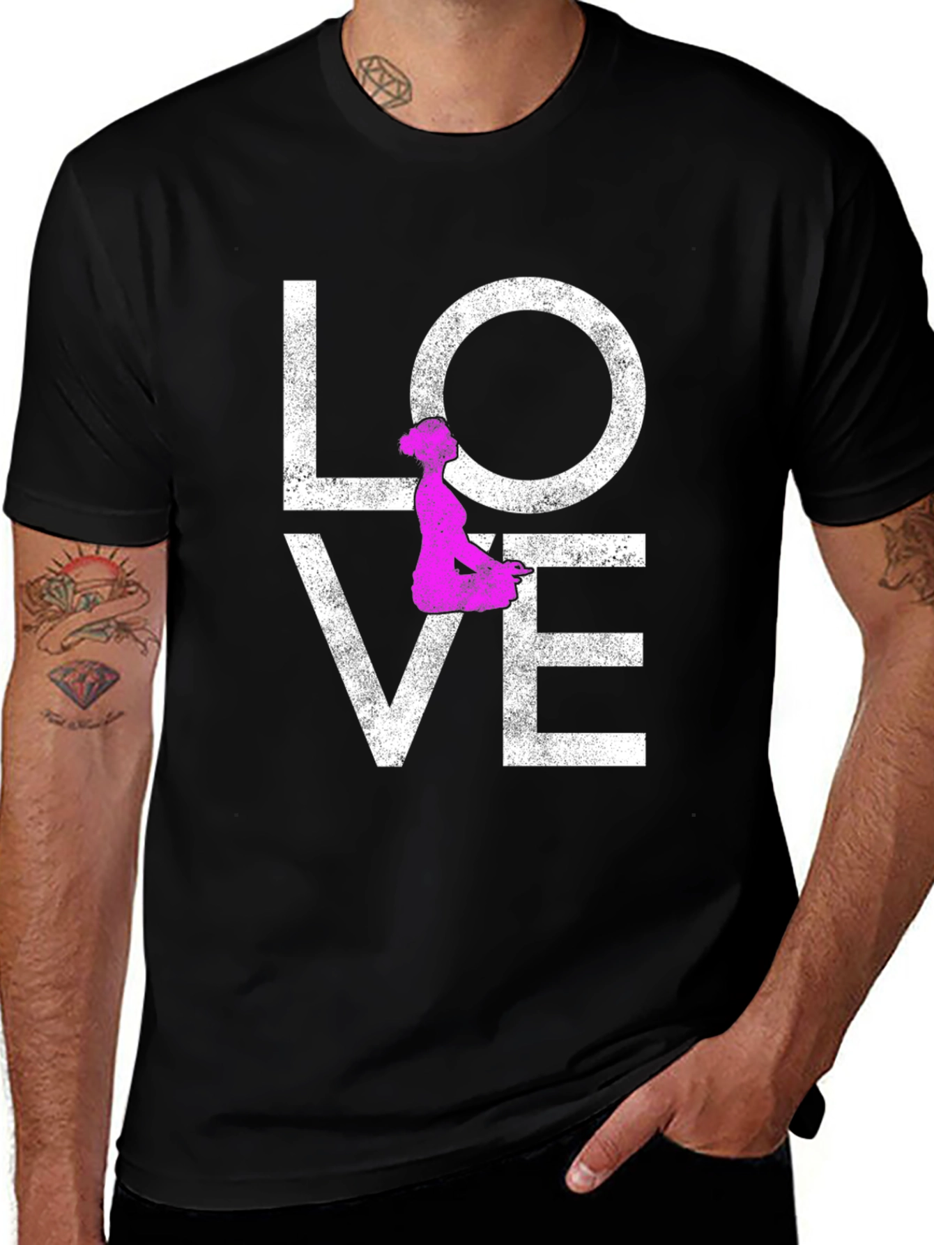 Love Yoga T-Shirt - Pink Silhouette Design