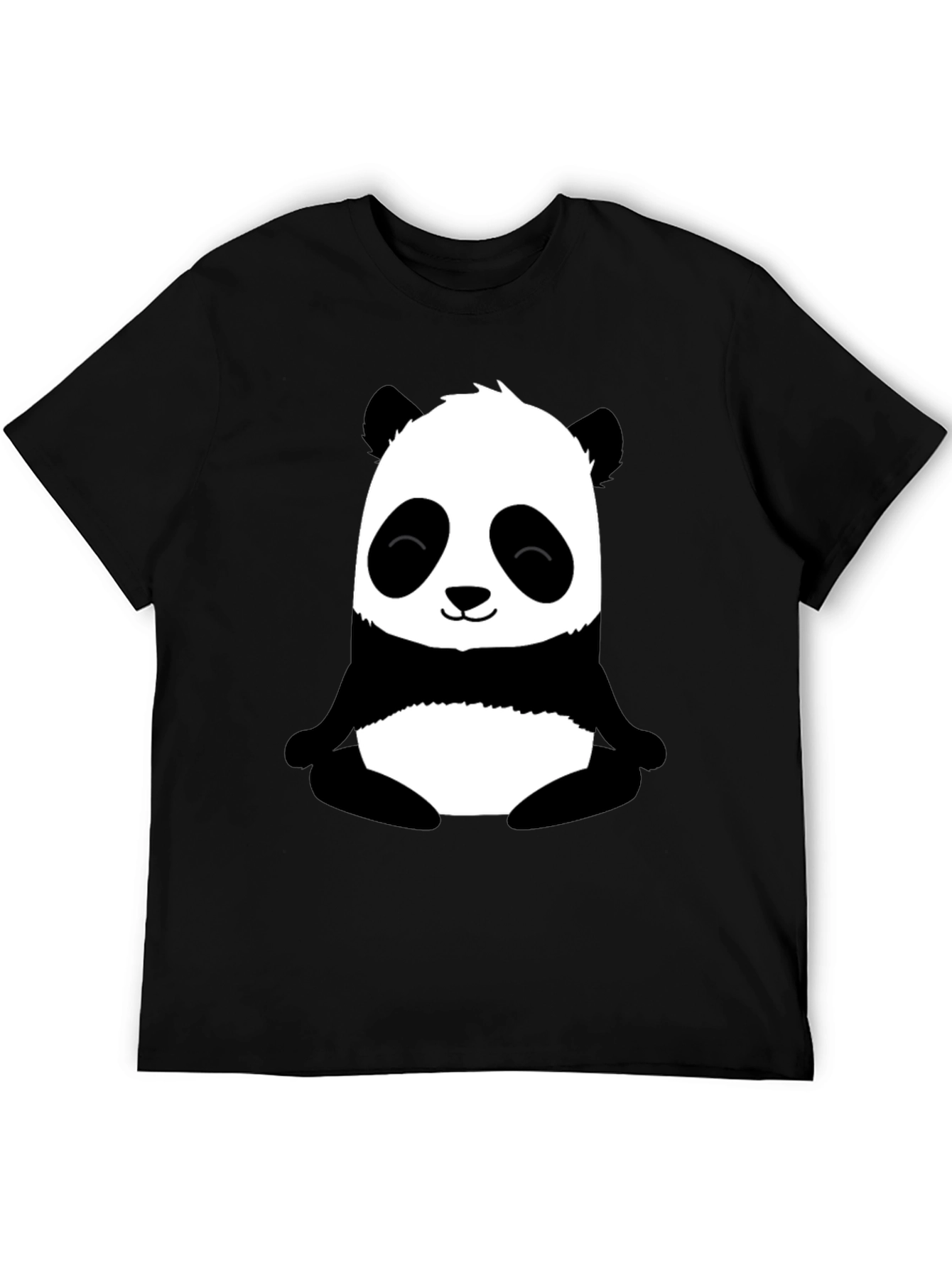 Cute Panda Graphic Print Black T-Shirt