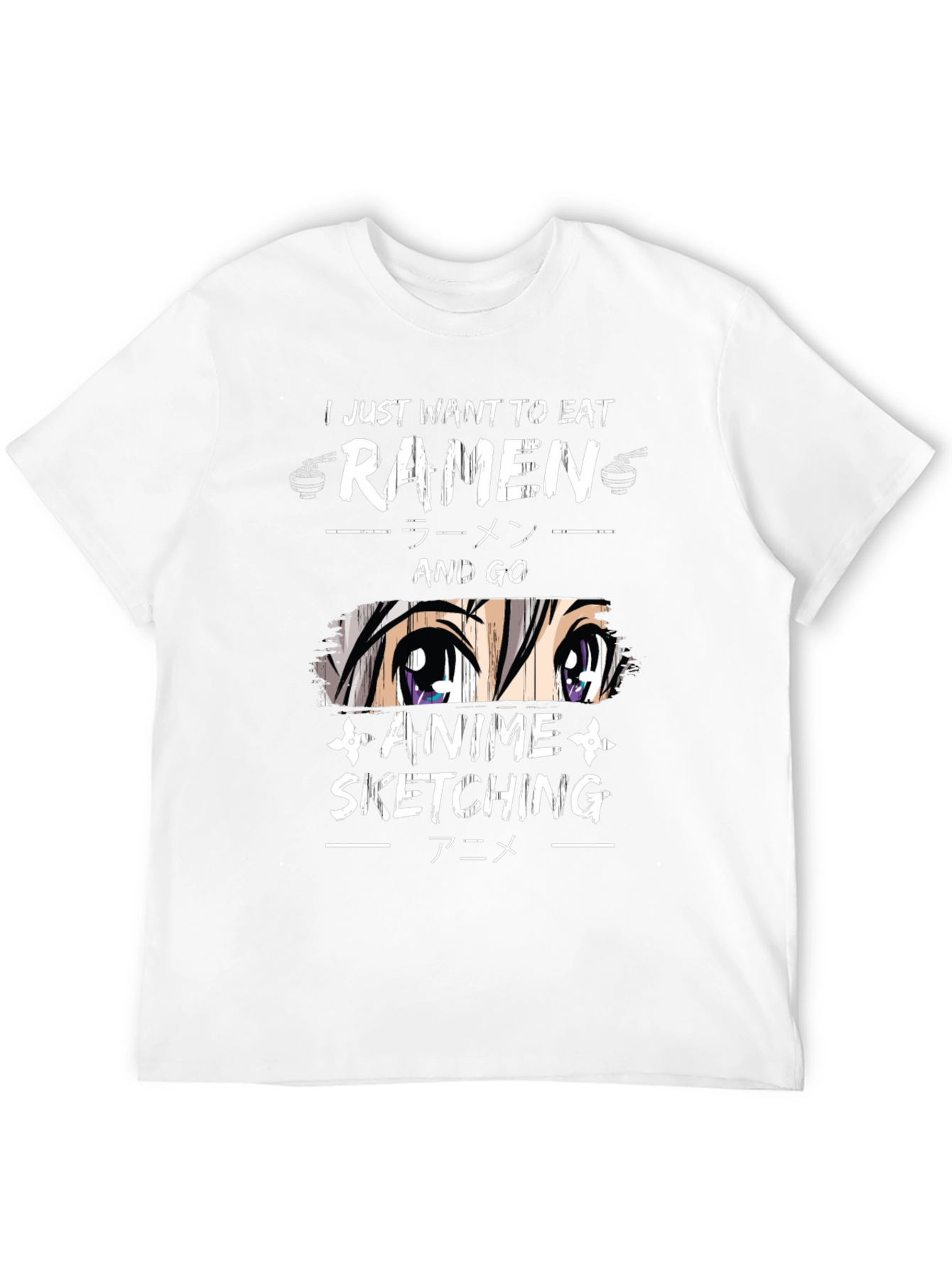 Ramen and Anime Sketching Graphic T-Shirt