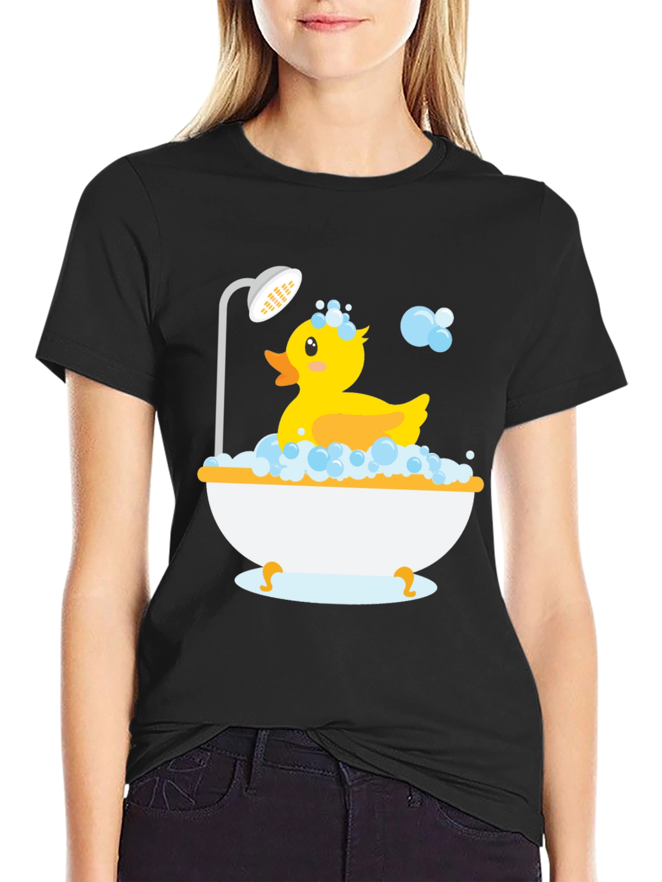 Rubber Duckie Bath Time Black T-Shirt