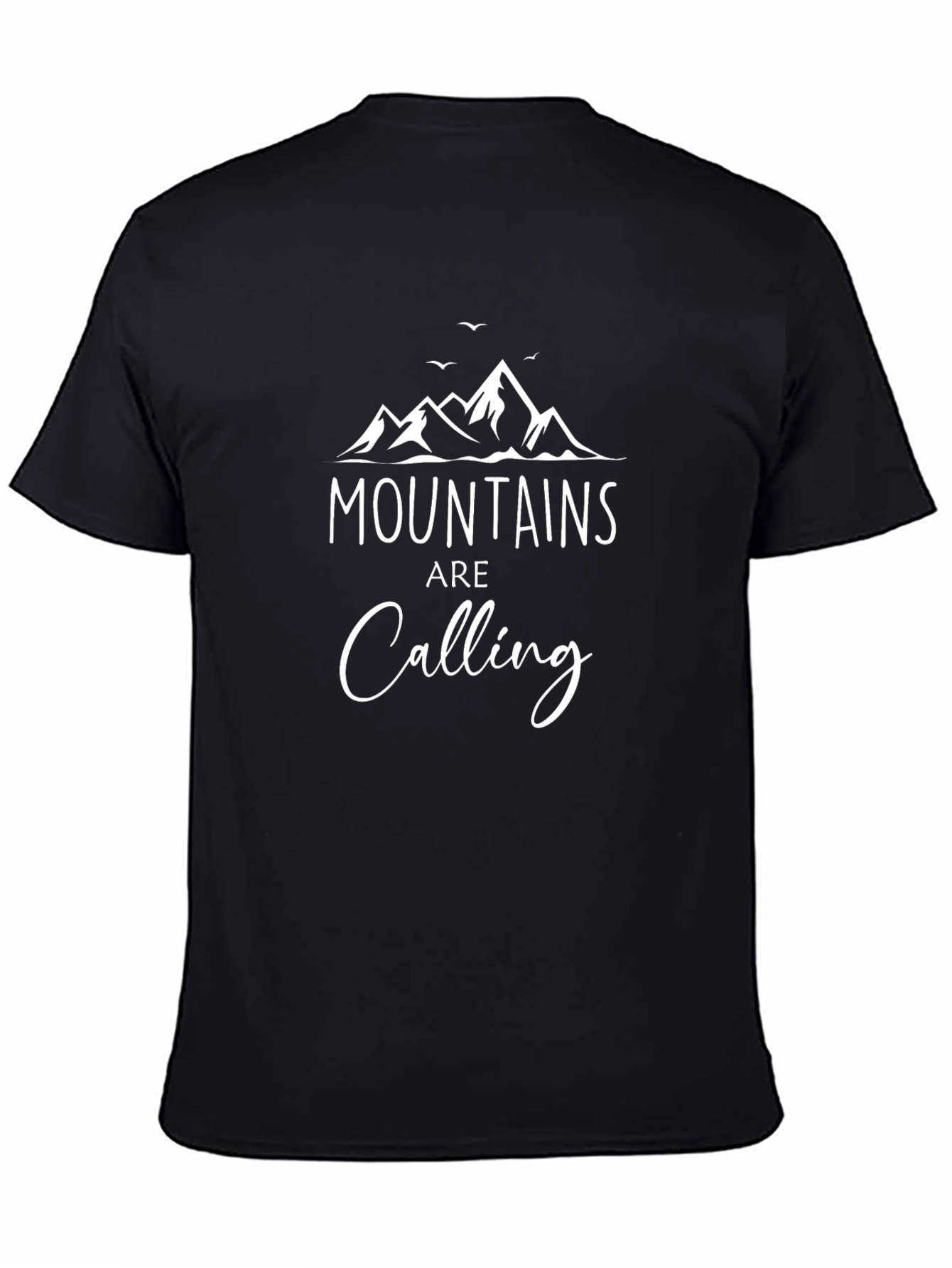 Mountains are Calling Mens Black Graphic Tee