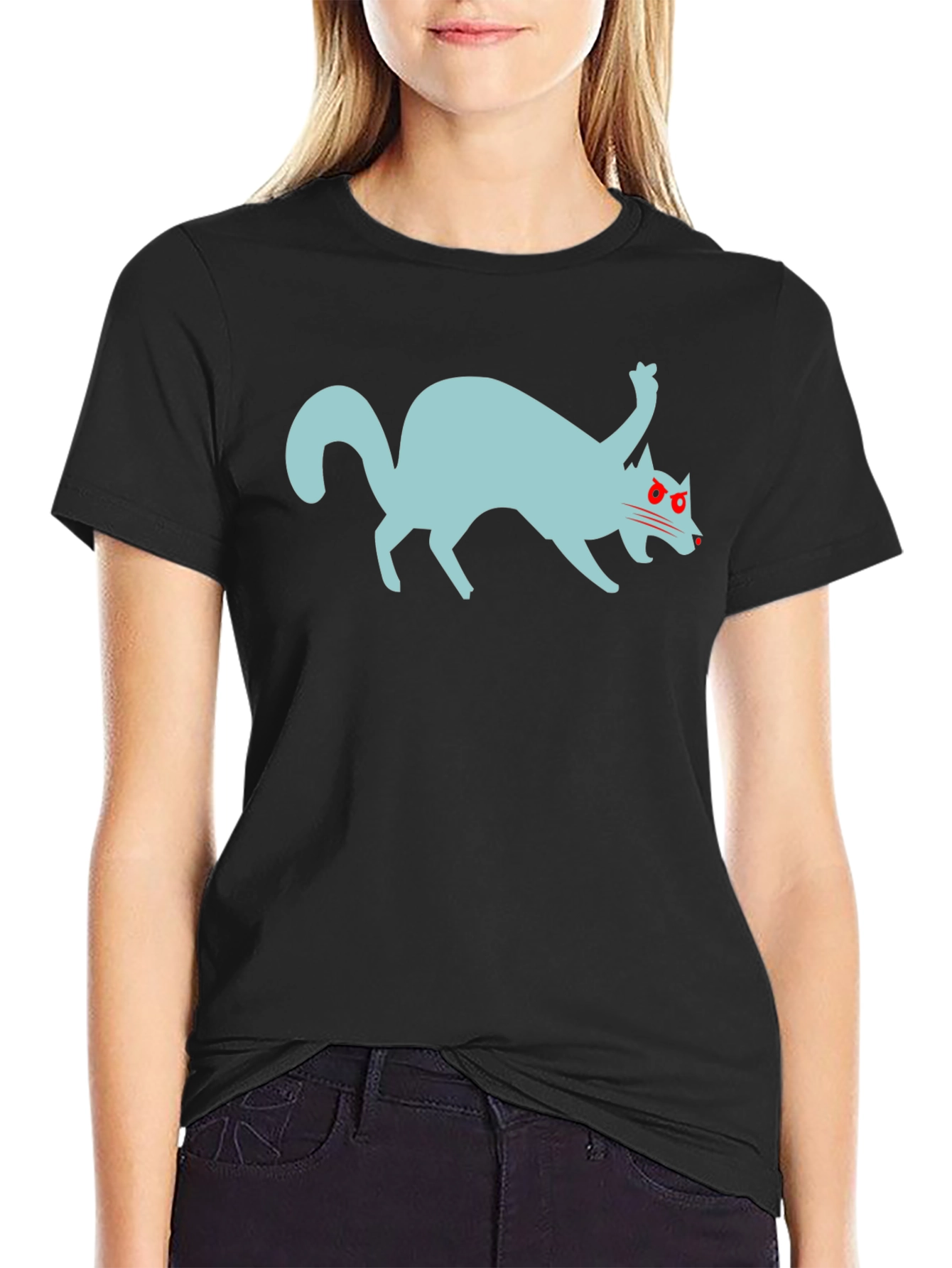 Crazy Cat Graphic Tee - Black T-Shirt