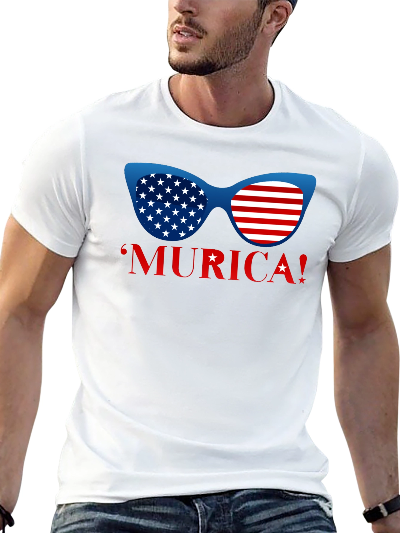 USA Flag Sunglasses Graphic T-Shirt